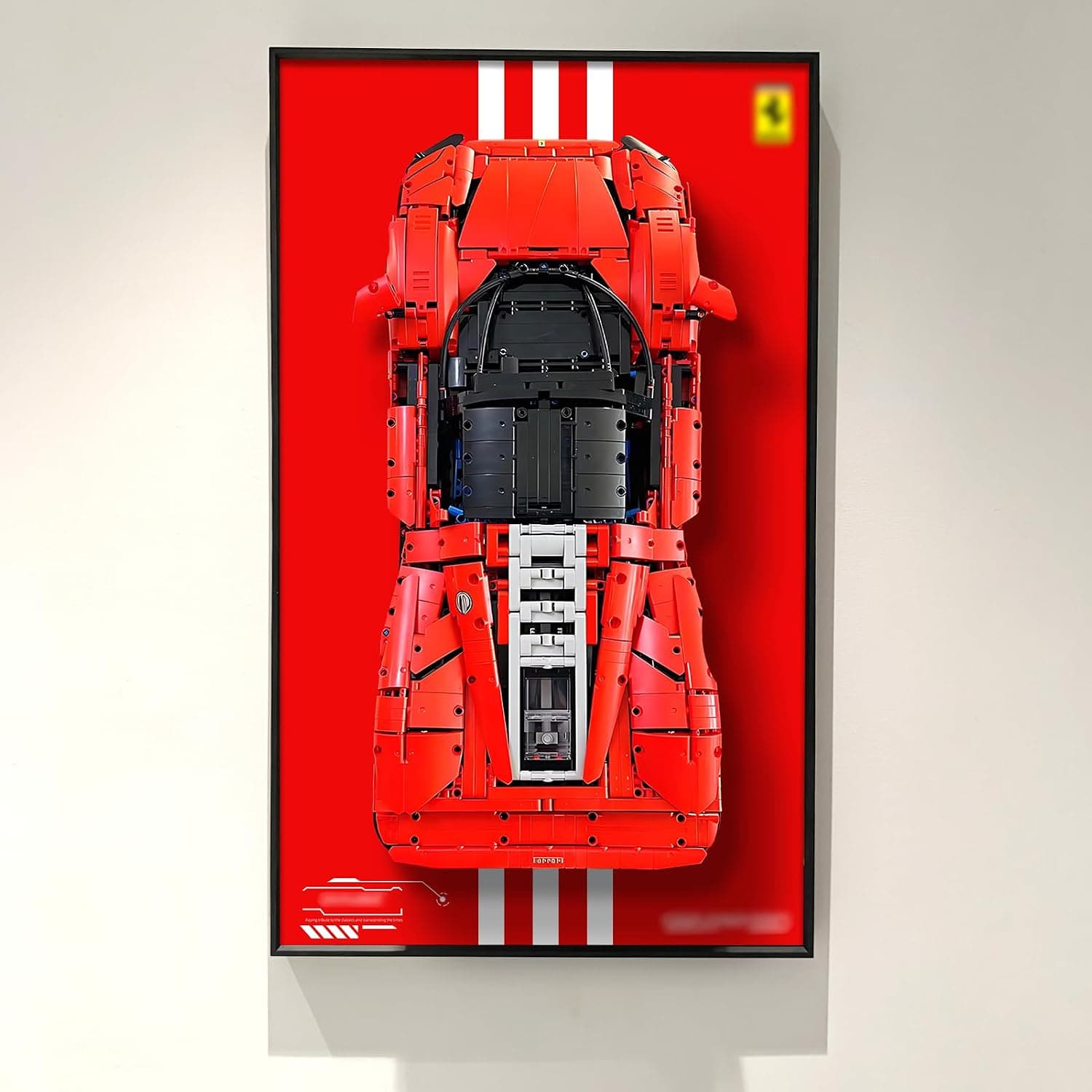 WETCEAOM Cadre d'affichage Mural Compatible avec Lego Technic 42143 Ferrari Daytona SP3, Tableau d'affichage Mural Compatible avec Lego Les Amateurs, Taille : 75x45 cm