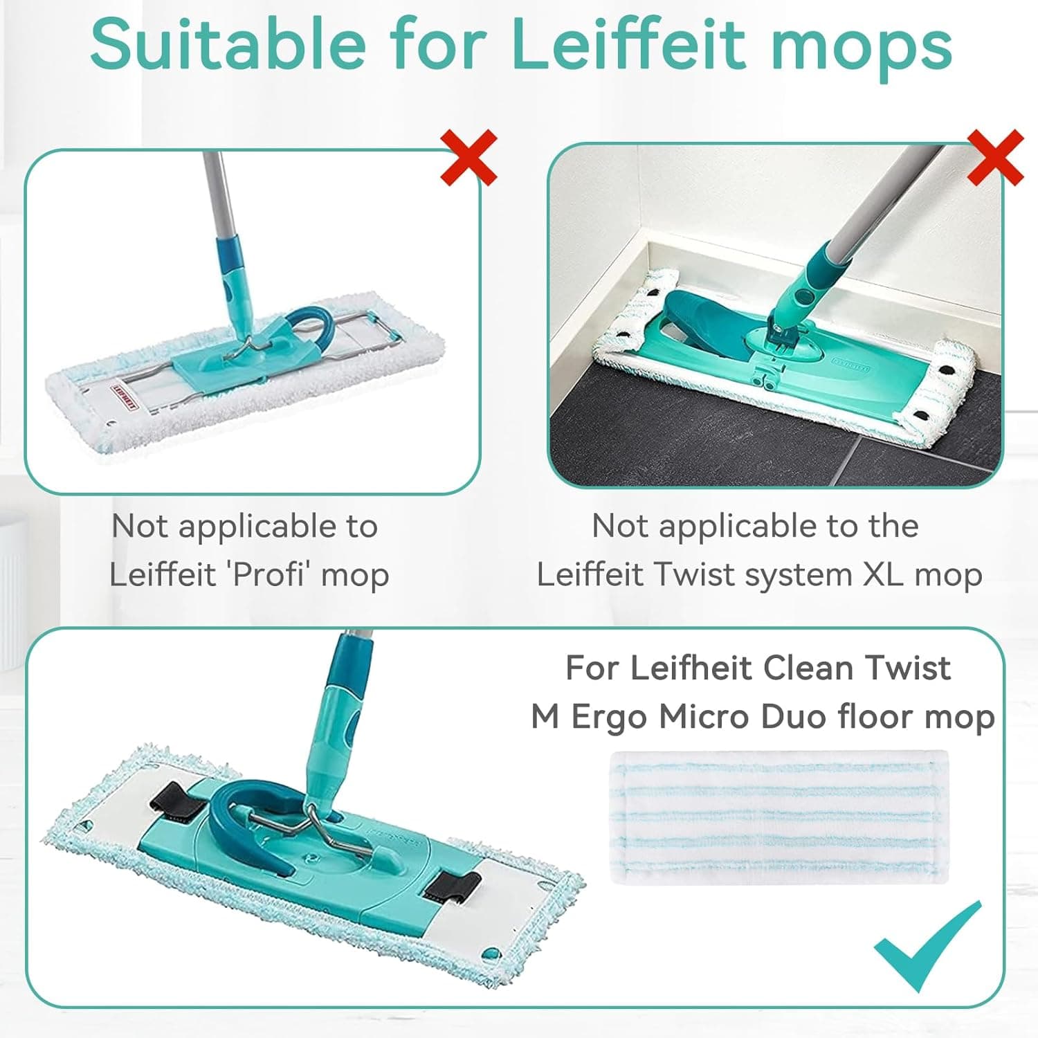 Sgizoku Serpillères de Rechange Compatible avec Leifheit CleanTwist M Ergo 2.0, Absorption Efficace de l'eau - Hautement décontaminant,5 Pièces
