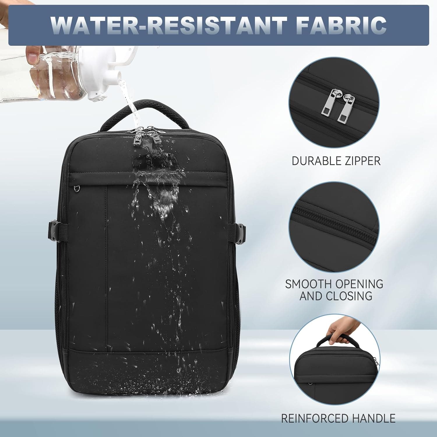 Lossga Sac a Dos Voyage Cabine Avion 40x30x20 Bagages Cabine Ryanair | Sac Cabine Avion avec Poche Antivol Unisexe Sac de Voyage Résistant Bagage à main 24L Sac de Cabine Sac à Dos Bag Main