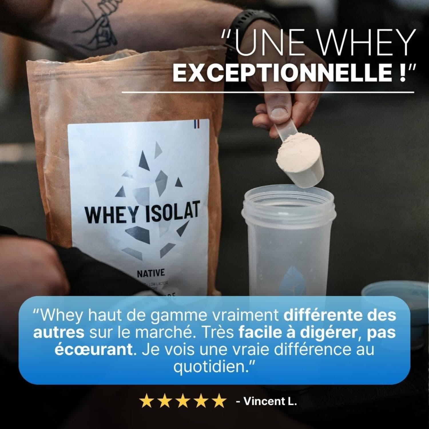 Nutripure - Whey Isolate Native - 28g de Protéines - Goût Neutre - 2 kg | Développement Musculaire, Prise de Masse & Sèche - Lait Français - 20% BCAA, 41% EAA - 66 Portions - Made in France