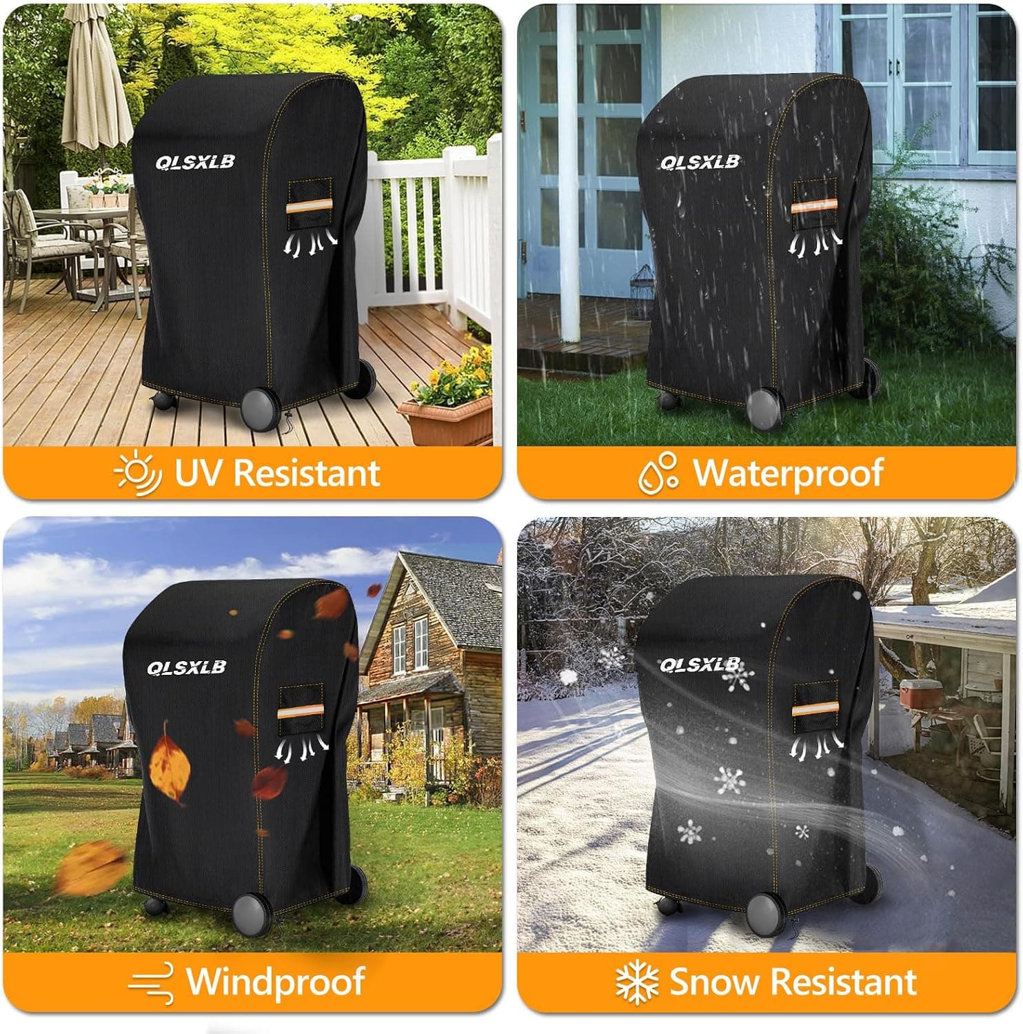 Housse Barbecue Exterieur, Oxford 600D Robuste Bache de Protection BBQ 77x70x110cm, Housse Plancha Gaz avec Bouche D'aération Anti-Vent/Anti-UV/Anti-l'eau/Anti-l'Humidité/Antipoussière Noir