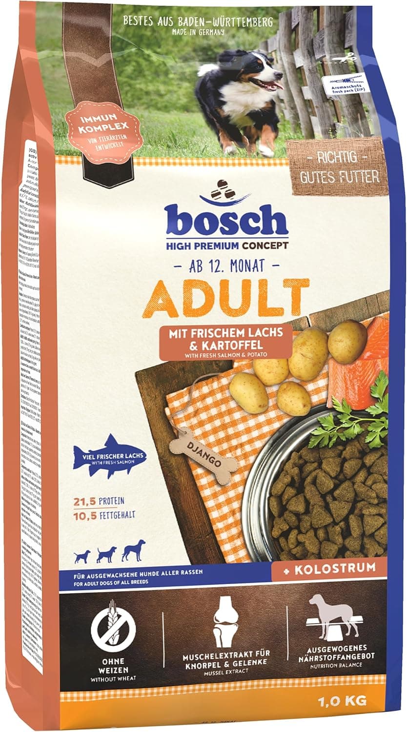 bosch HPC Adult au saumon frais et aux pommes de terre - Aliments secs pour chiens adultes de toutes races - 1 x 1 kg