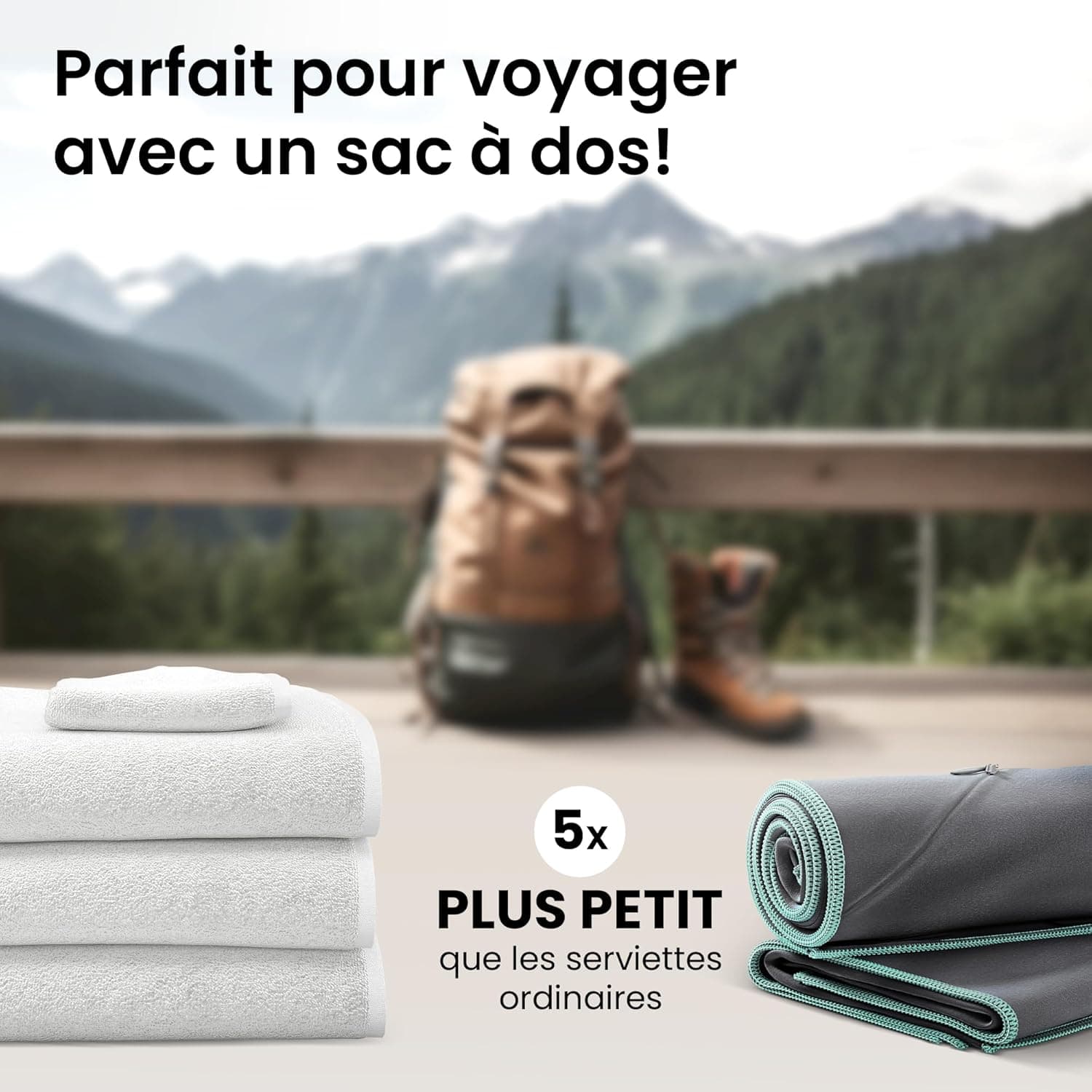 Serviette Microfibre + Sac Transport | Lot de 2 - Petite & Grande: Serviette de Bain + Cheveux, Mains, Visage, Douche | Séchage Rapide et Ultraléger, Absorbantes | Voyage Sport Plage Camping Fitness