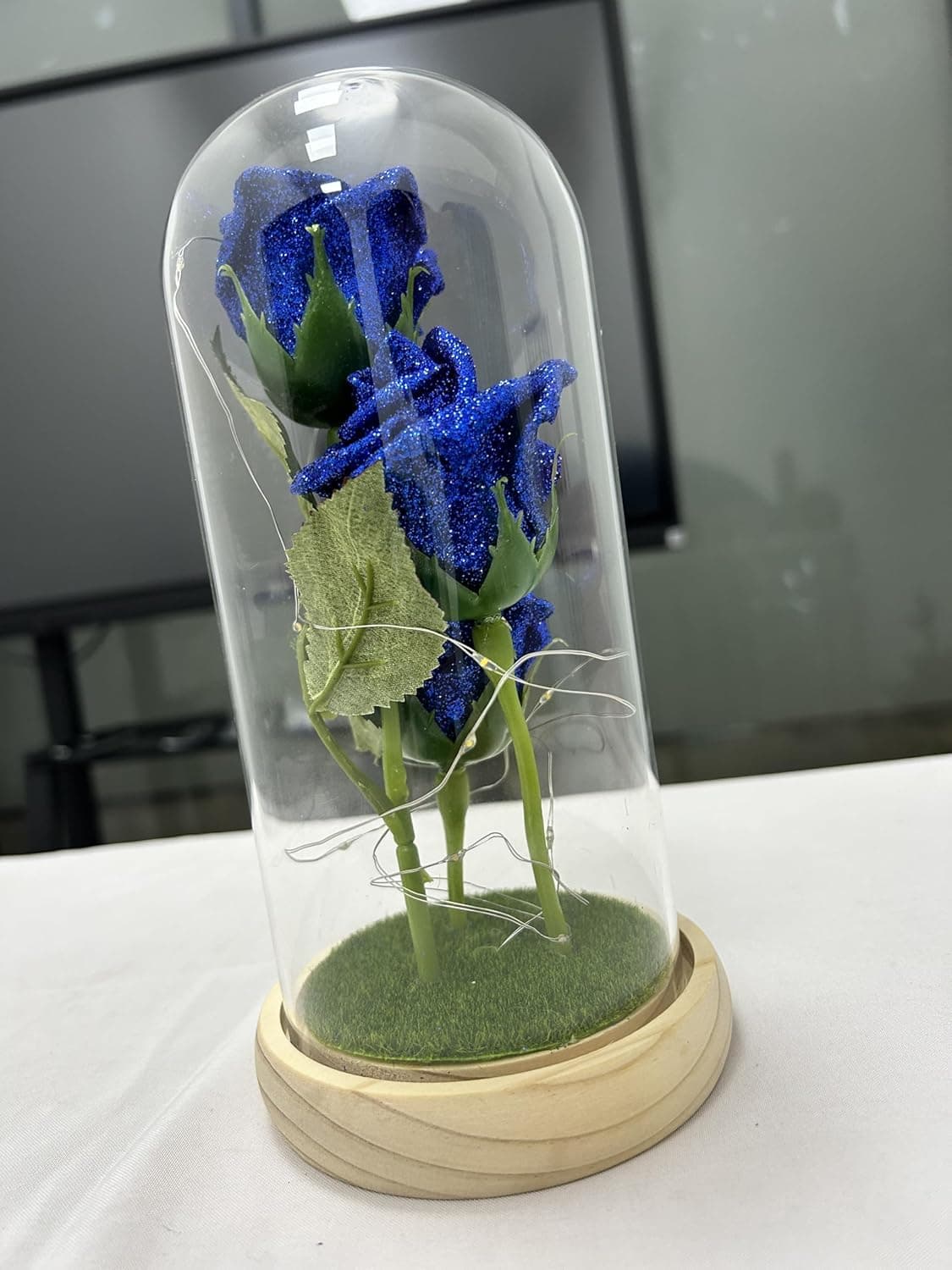 Rose Eternelle sous Cloche, Cadeau Maman,Rose Eternelle la Belle et la Bete, Rose Eternelle avec LED dans Un Dôme en Verre,Cadeau Saint-Valentin Cadeaux pour Les Femmes,Maman, Grand-mère