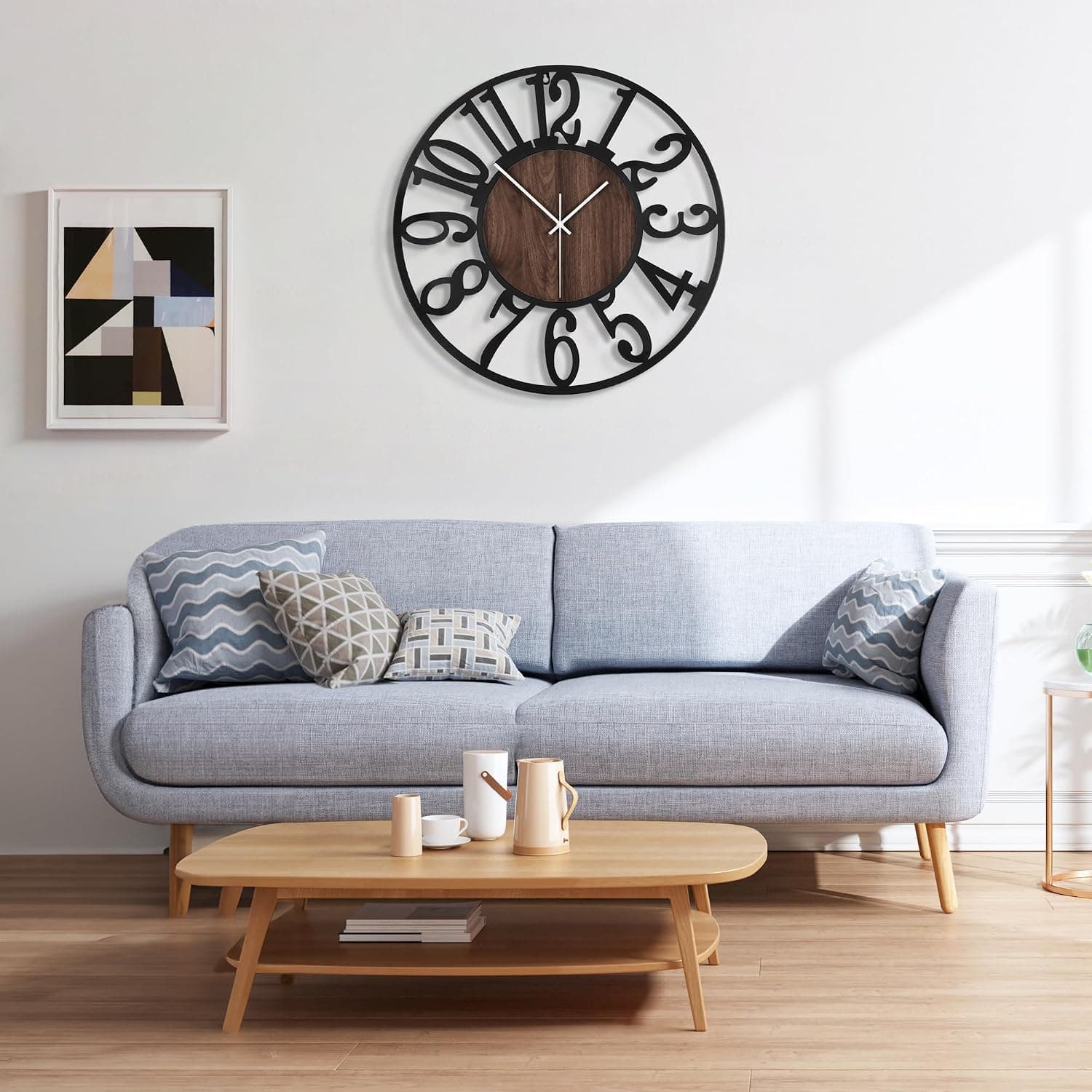Horloge Murale Design Moderne et Vintage, Silencieuse sans Tic-Tac, Grande Horloge Murale Géante XXL, Disponible en 34cm, 40 cm, 50 cm, 60 cm, 80 cm, Idéale pour Le Salon Cuisine Bureau
