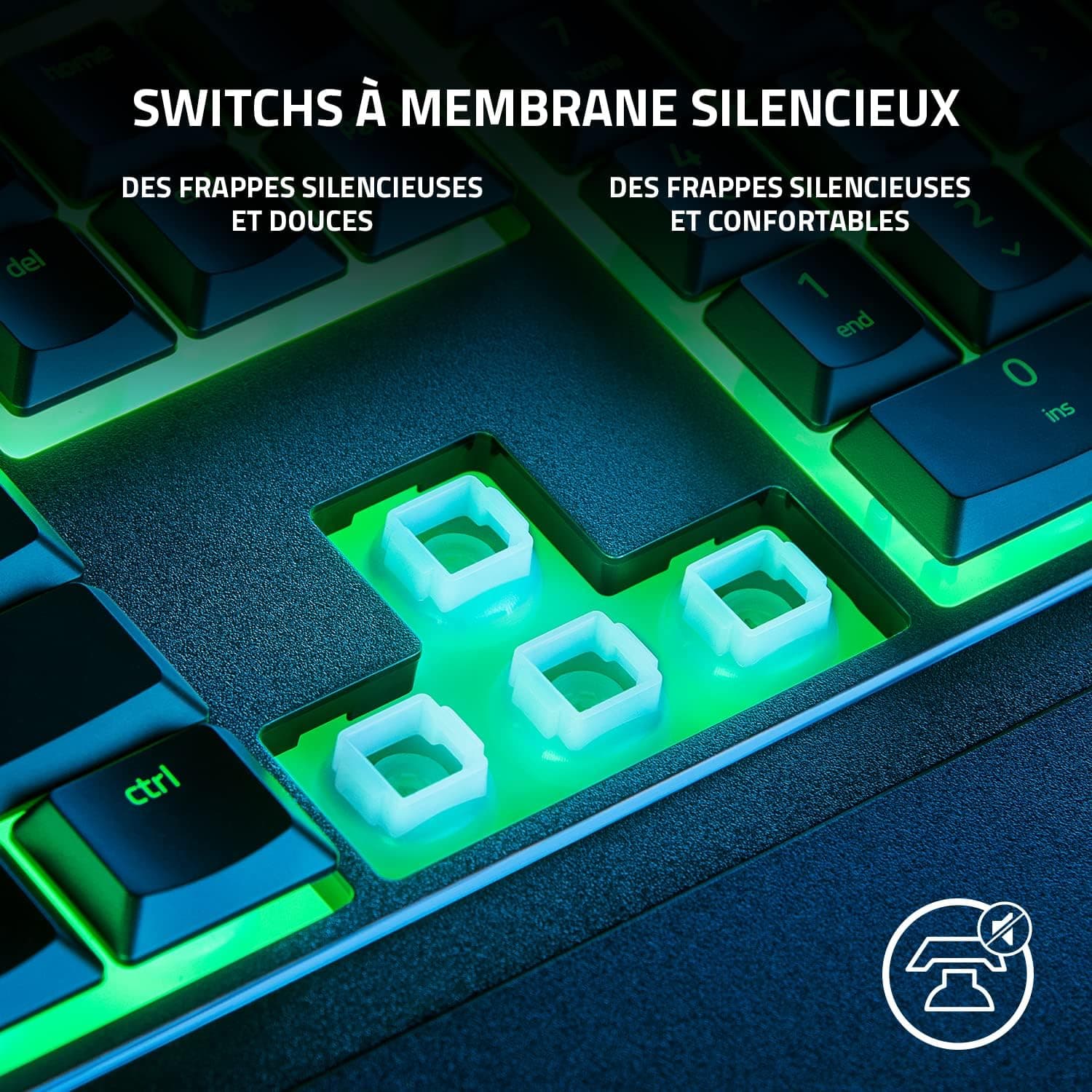 Razer Ornata V3 X - Clavier Gamer à Profil Bas (Switches à Membrane Silencieux, Repose-Poignet Ergonomique, RGB Chroma, Touches en ABS Vernies aux UV) Clavier AZERTY | Noir