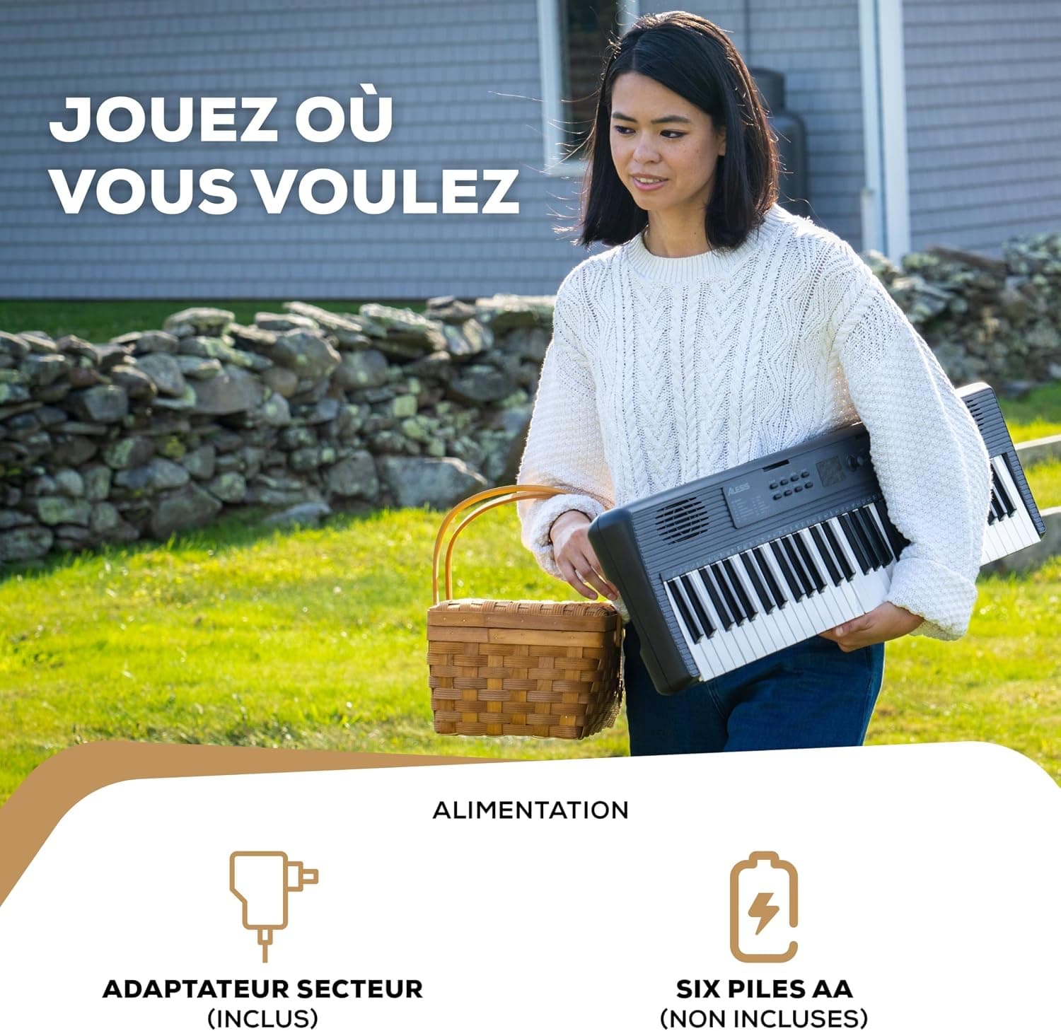 Alesis Melody 61 MK4 Clavier Piano 61 Touches | Portable, 300 Sons, Modes Split/Layer, Cours Inclus, pour Débutants