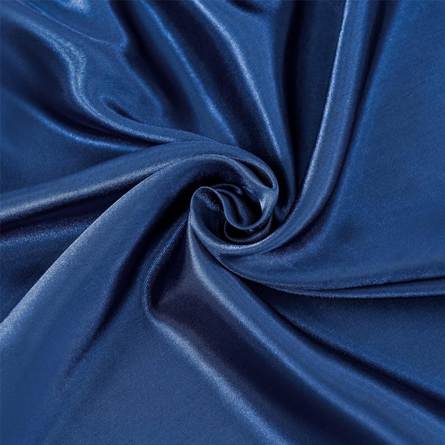 Drap Housse Satin 135x190 cm 2 Personnes avec Grand Bonnet de 30 cm pour Matelas Épais - Drap-Housse Douce en Satin de Polyester Couleur Unie, Bleu Marine