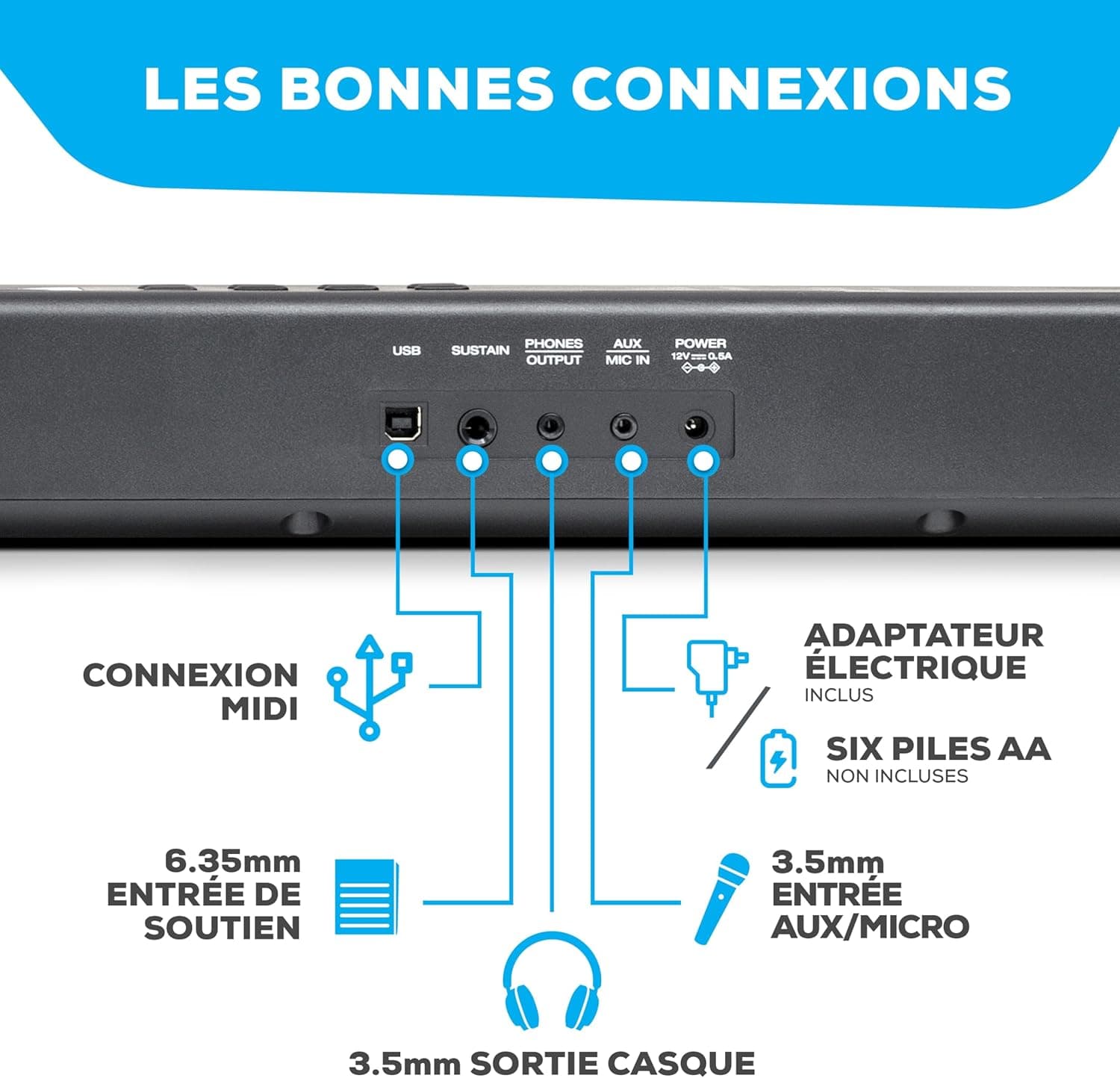 Alesis Recital Play Clavier Piano 88 Touches avec Accessoires | Portable, 480 Sons, Modes Split/Layer, Inclus Cours, Stand, Pédale de Sustain, Casque, Housse de Transport