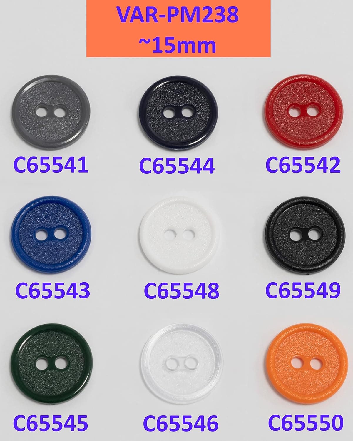 AERZETIX - C65548 - Lot de 50 Boutons à coudre ronds Ø15x2.2 mm avec bord à 2 trous L24 24L en plastique - couleur: blanc - diamètre de l'ouverture 2 mm - mercerie couture vêtements