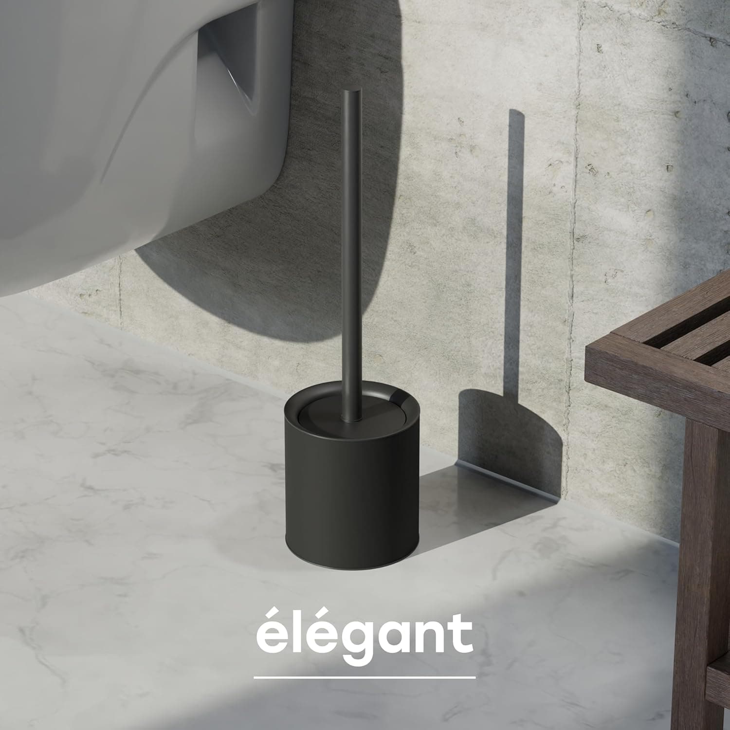 SAVEGA Balayette WC Silicone – Brosse Toilettes WC Noir Mat avec Support Acier INOX et Couvercle Anti-Éclaboussures – Design Élégant et Pratique