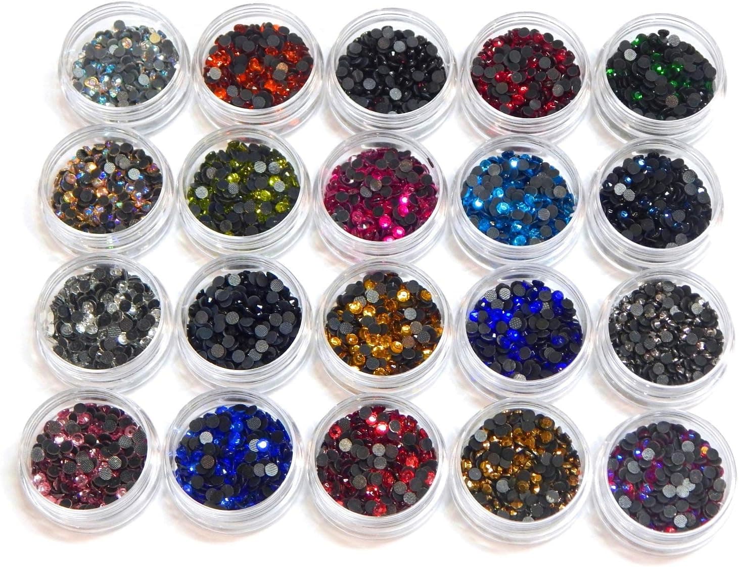 Perlin Hotfix Lot de 20 strass thermocollants en verre avec boîte de rangement et strass, 2,6mm ~ 3mm SS10