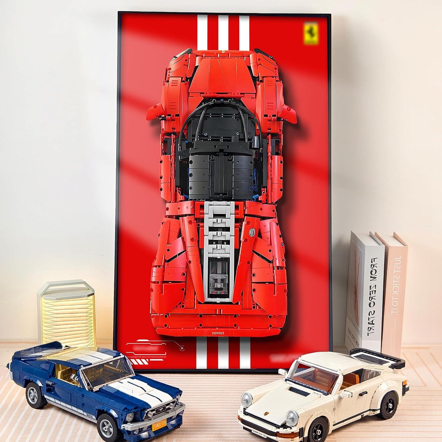 WETCEAOM Cadre d'affichage Mural Compatible avec Lego Technic 42143 Ferrari Daytona SP3, Tableau d'affichage Mural Compatible avec Lego Les Amateurs, Taille : 75x45 cm