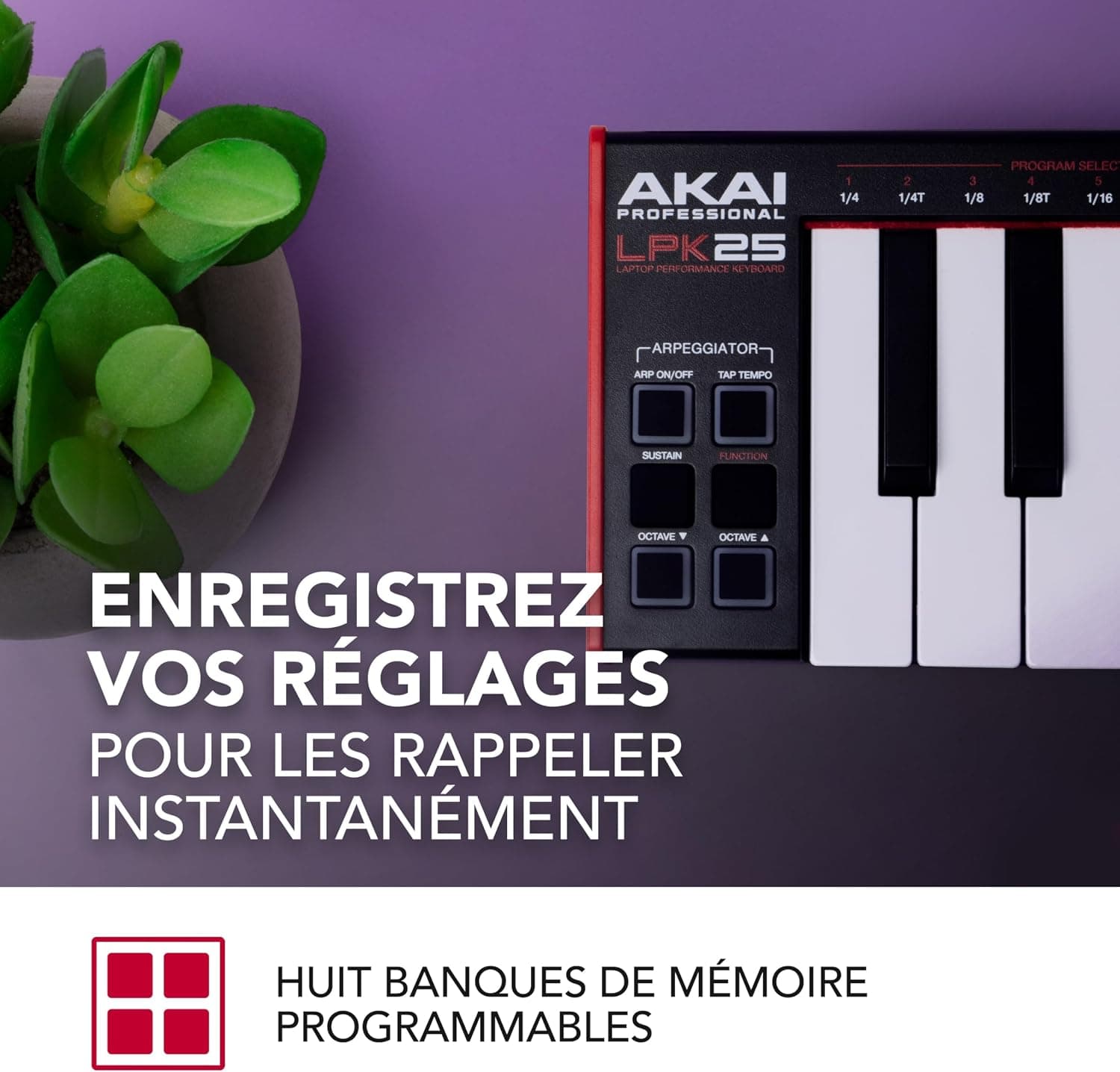 Akai Professional LPK25 Clavier MIDI USB 25 Touches | Touches Mini Sensibles à la Vélocité, Arpégiateur, Compatibilité DAW Universelle, pour Producteurs de Musique