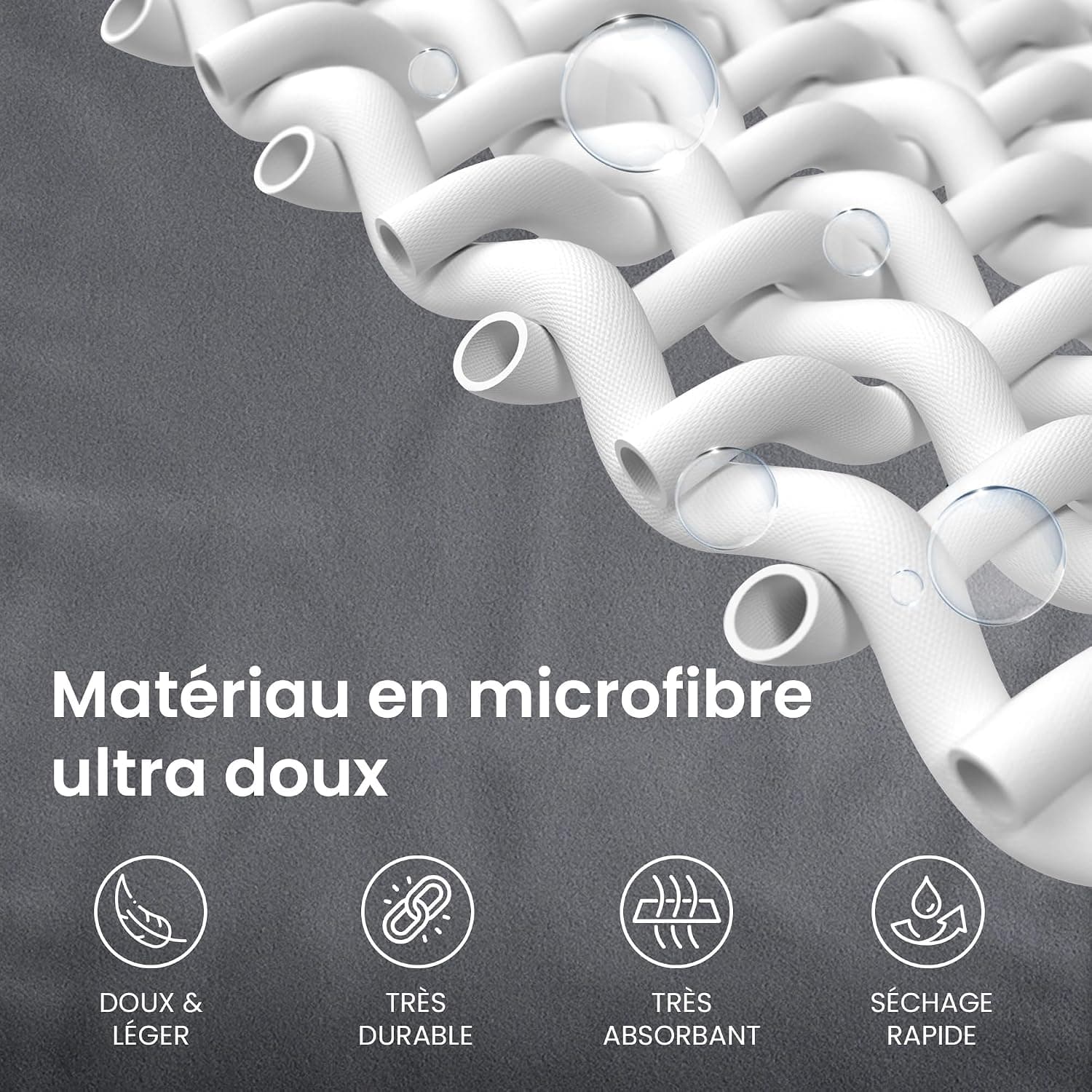 Serviette Microfibre + Sac Transport | Lot de 2 - Petite & Grande: Serviette de Bain + Cheveux, Mains, Visage, Douche | Séchage Rapide et Ultraléger, Absorbantes | Voyage Sport Plage Camping Fitness