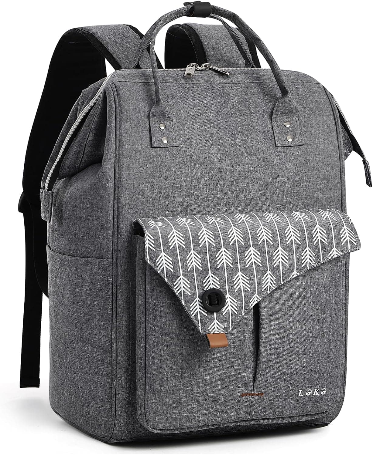 Lekesky Sac à Dos Ordinateur Portable Femme 15.6 Pouces, Elegant Antivol Imperméable Sac a Dos PC Portable pour College Loisir Voyage Affaires, Gris/Noir