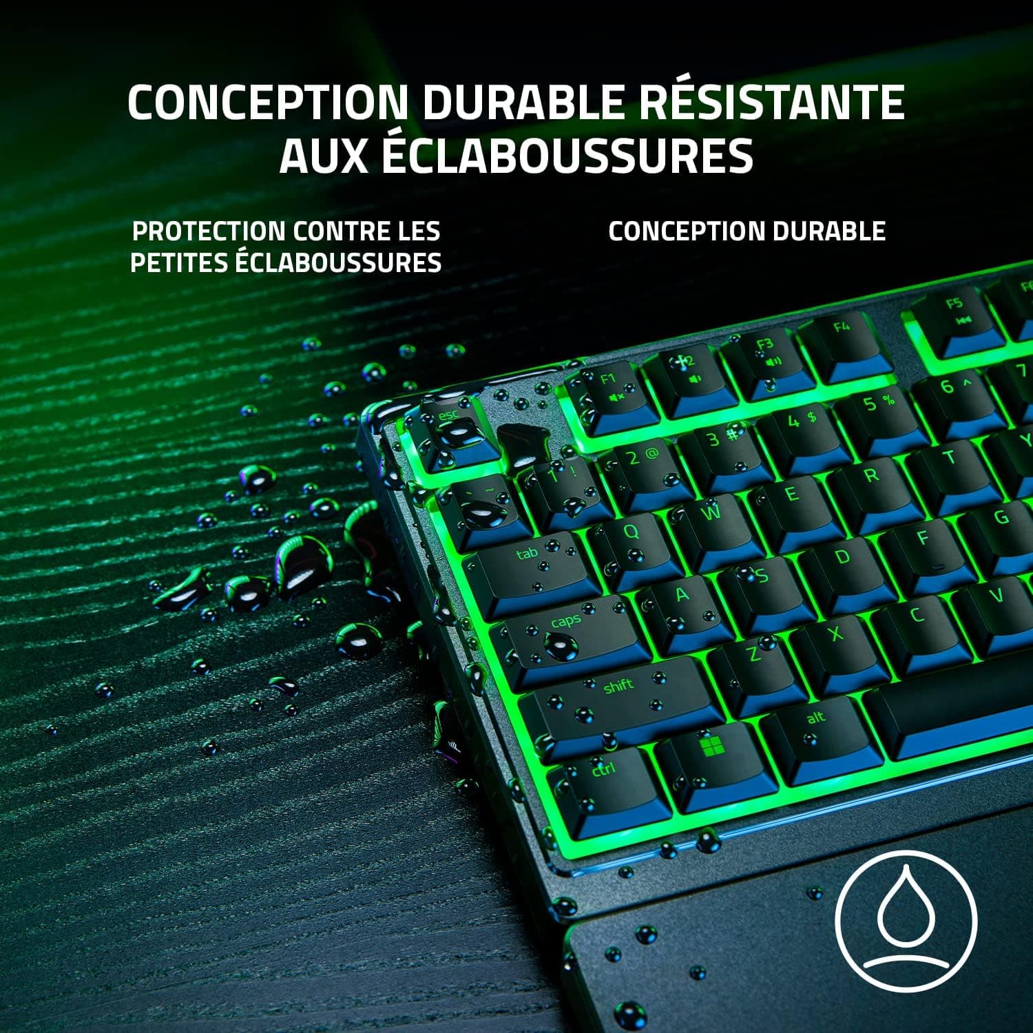 Razer Ornata V3 X - Clavier Gamer à Profil Bas (Switches à Membrane Silencieux, Repose-Poignet Ergonomique, RGB Chroma, Touches en ABS Vernies aux UV) Clavier AZERTY | Noir