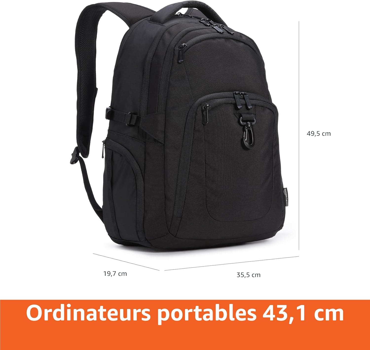 Amazon Basics Sac à dos de voyage pour ordinateur portable 17", Noir