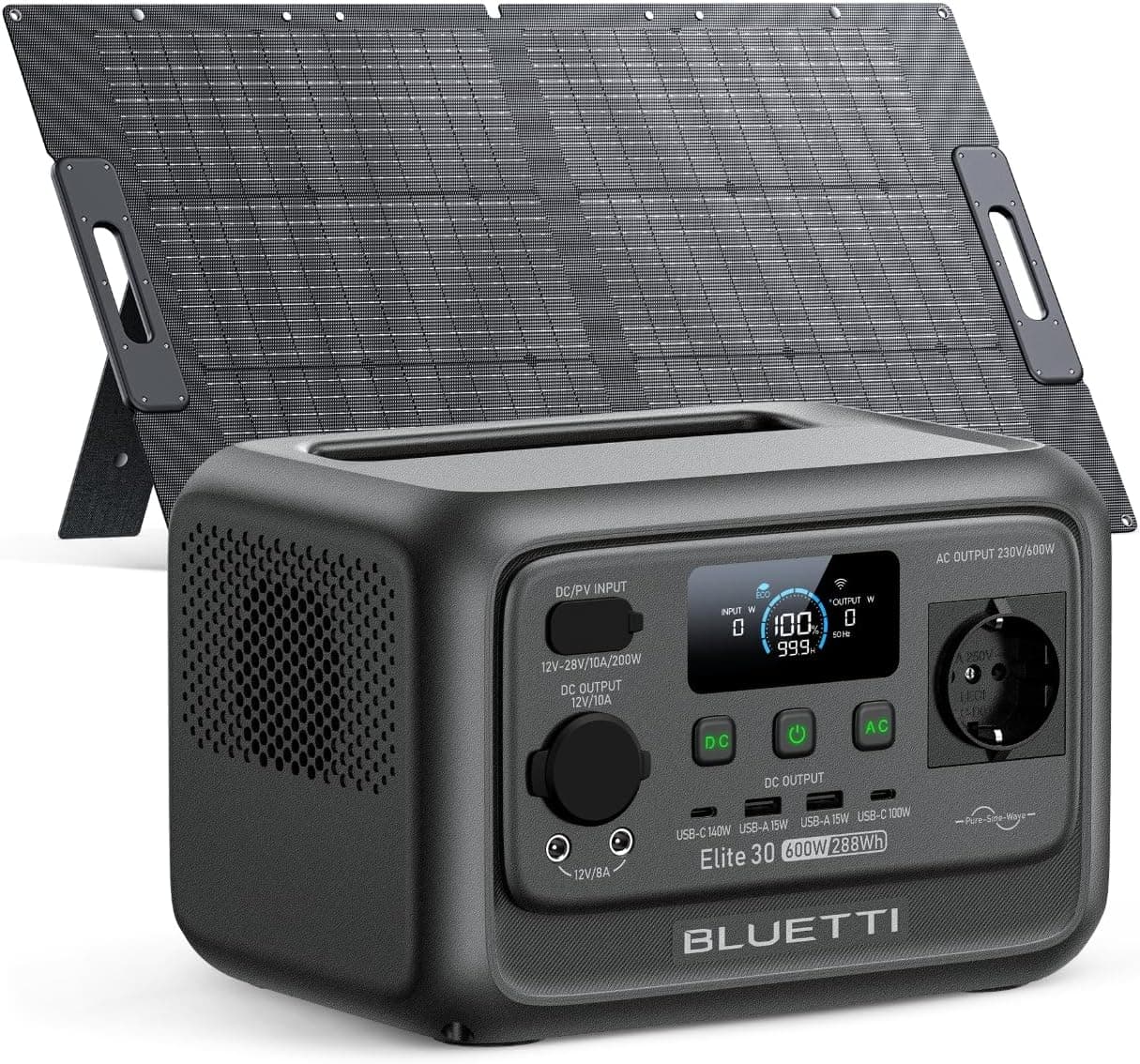 BLUETTI Elite 30 V2 + 100W 288Wh & 600W Générateur Électrique Portable