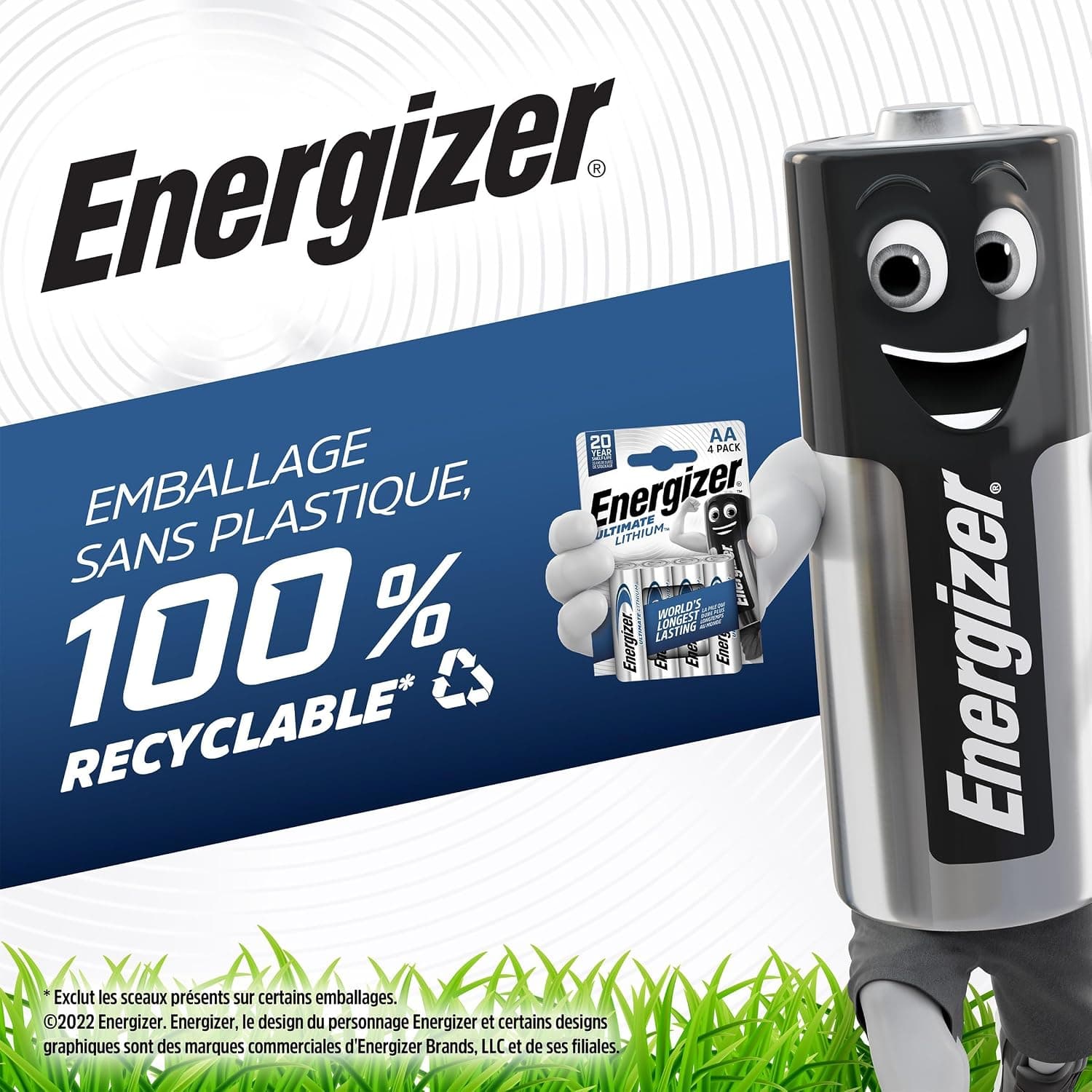 Energizer Ultimate Lithium - Piles AA (Lot de 4) - La Pile AA Qui Dure Le Plus Longtemps au Monde - Longue durée pour appareils à Haute consommation - Emballage 100% Recyclable - Conservation 25 Ans