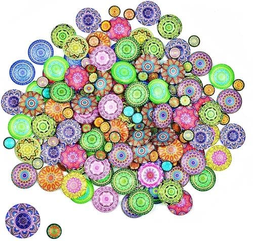 LIMITADA 150 Pcs Cabochon Verre Mosaïque Cabochon Verre 25 mm/12mm Cabochons pour Bijoux de Couleur Mélangée Cabochon Rond Verre Cabochon Verre Vitrail pour Fabrication de Bijoux Artisanale Pendentif