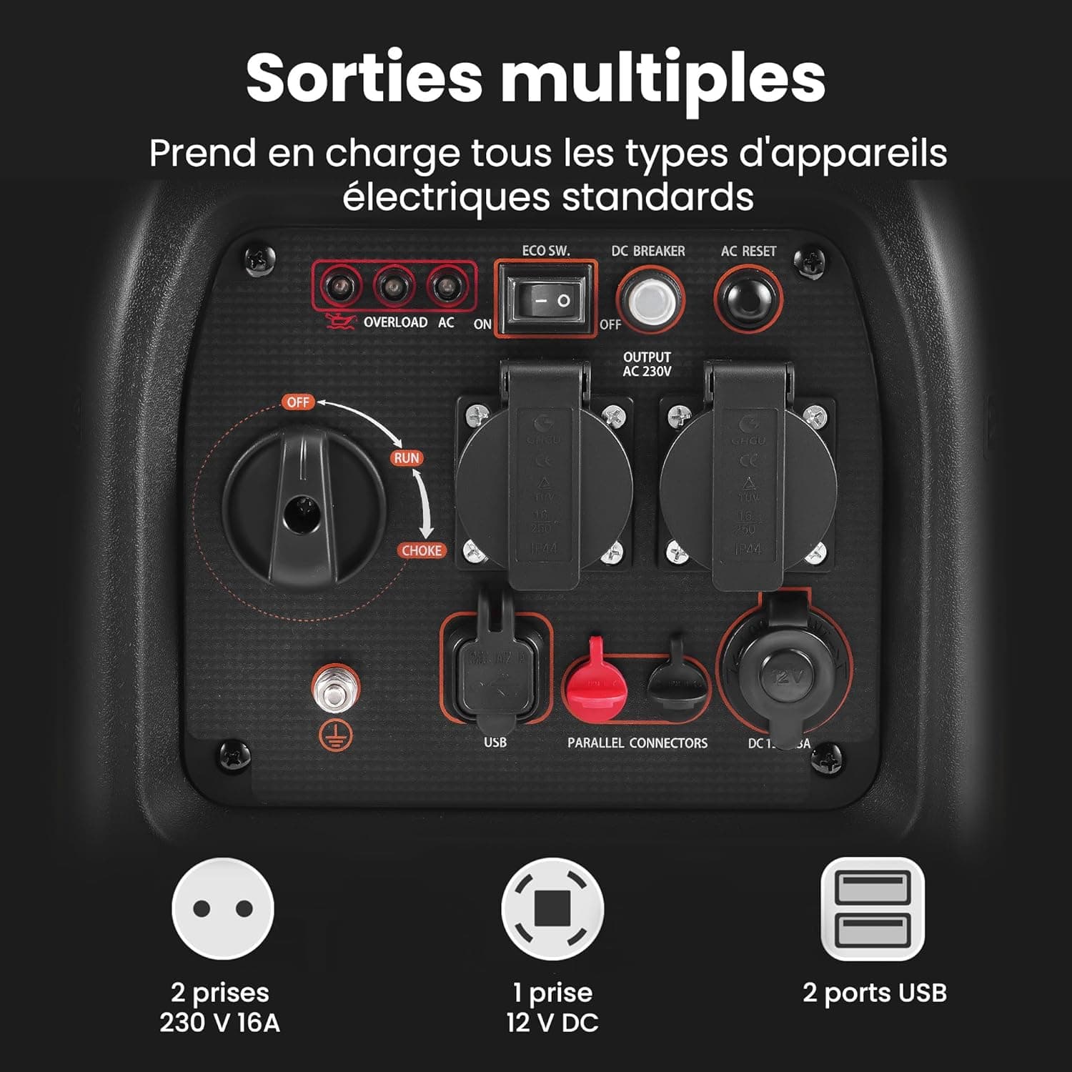 maXpeedingrods 3500W Groupe Electrogene Silencieux Inverter Essence | 4 Temps Generator Léger Secours avec Prises USB et 230V Générateur Electrique pour les Caravanes, Jardin, Camping