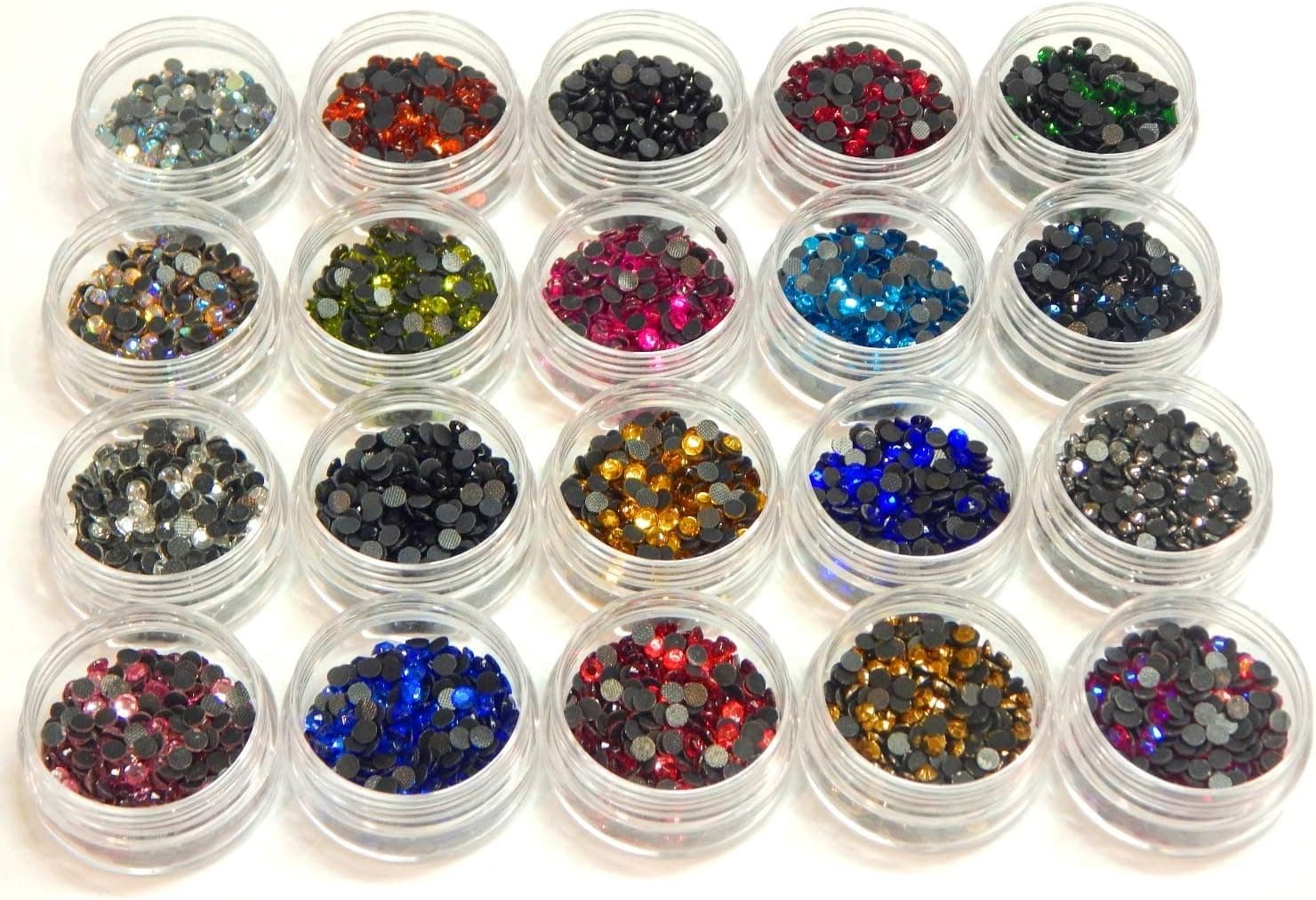 Perlin Hotfix Lot de 20 strass thermocollants en verre avec boîte de rangement et strass, 2,6mm ~ 3mm SS10