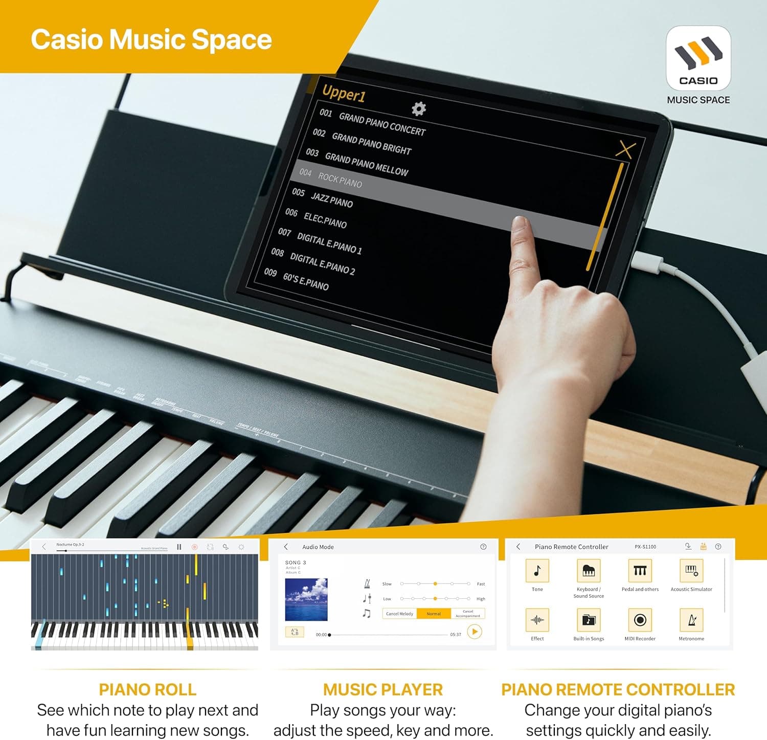 Casio CDP-S110BK Piano Numérique 88 Touches Pondérées, 10 sons, Noir