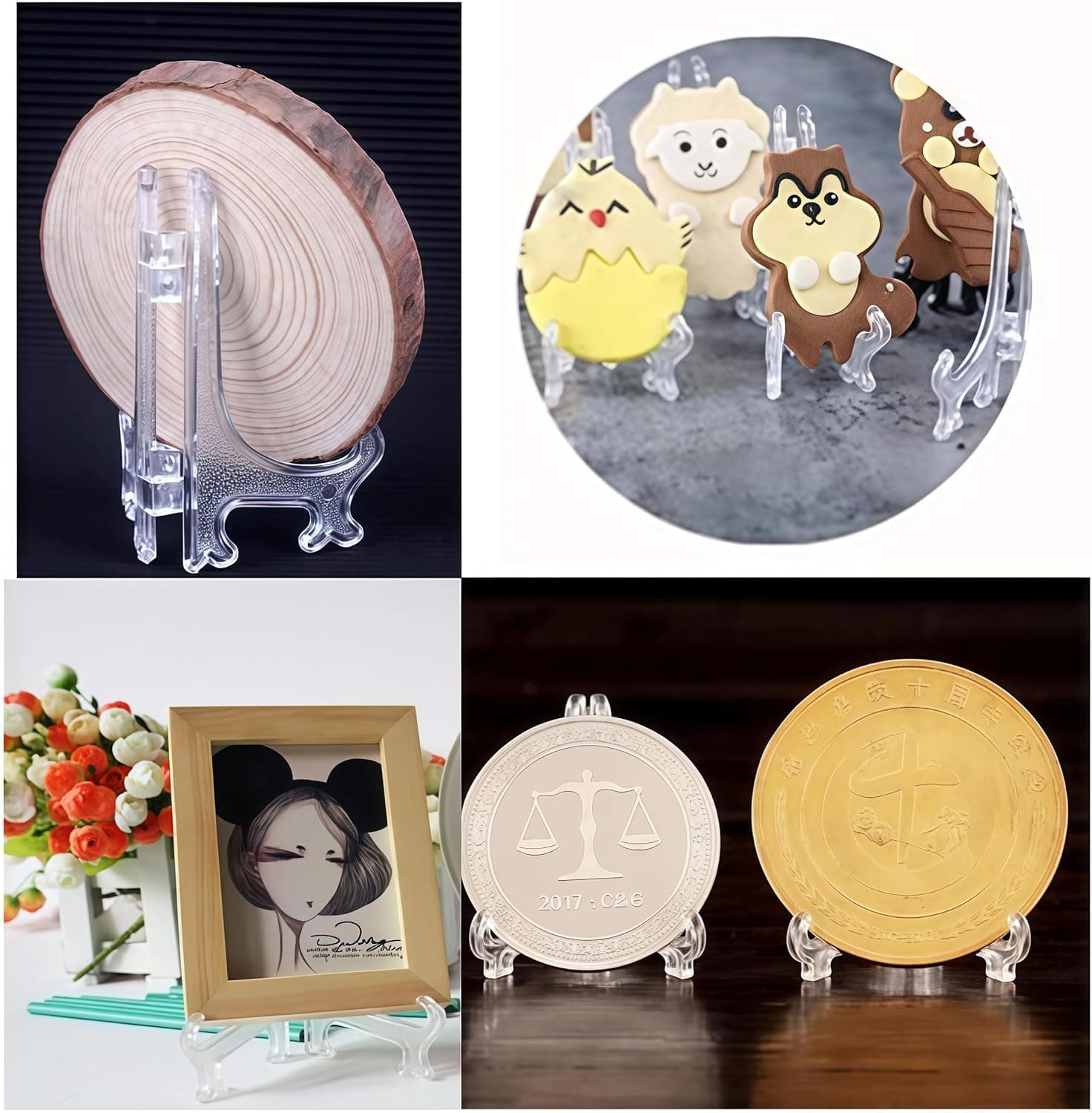 15 chevalets pliables en plastiquetransparent, pour plaque de téléphoneprésentoir pour maison, mariage, décoration, plateau décoratif pour images de maison, transparent (3 pouces)