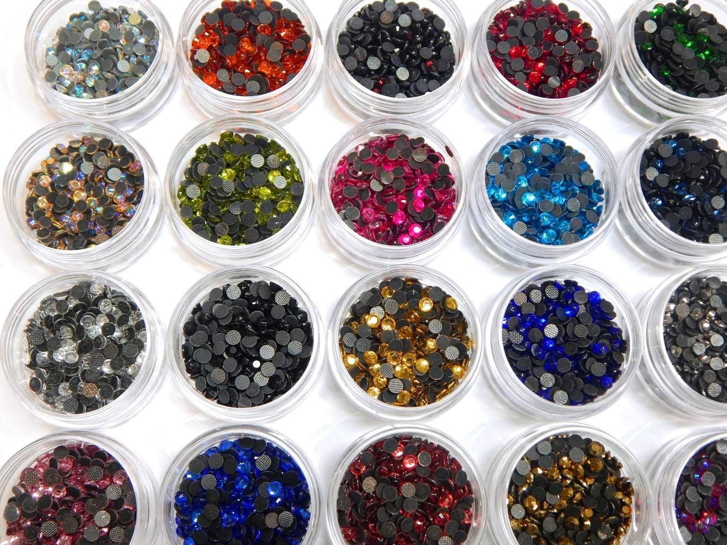 Perlin Hotfix Lot de 20 strass thermocollants en verre avec boîte de rangement et strass, 2,6mm ~ 3mm SS10