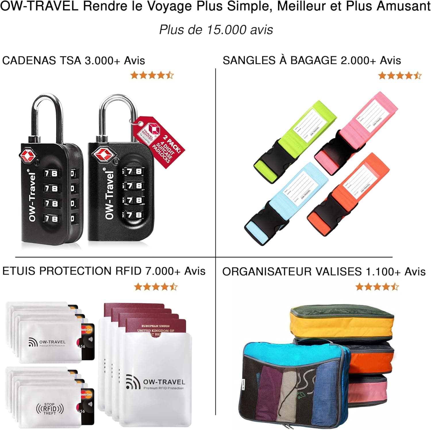OW-Travel Cadenas Valise Avion, Mini Cadenas TSA à Câble à Clé Noir 1 Pc
