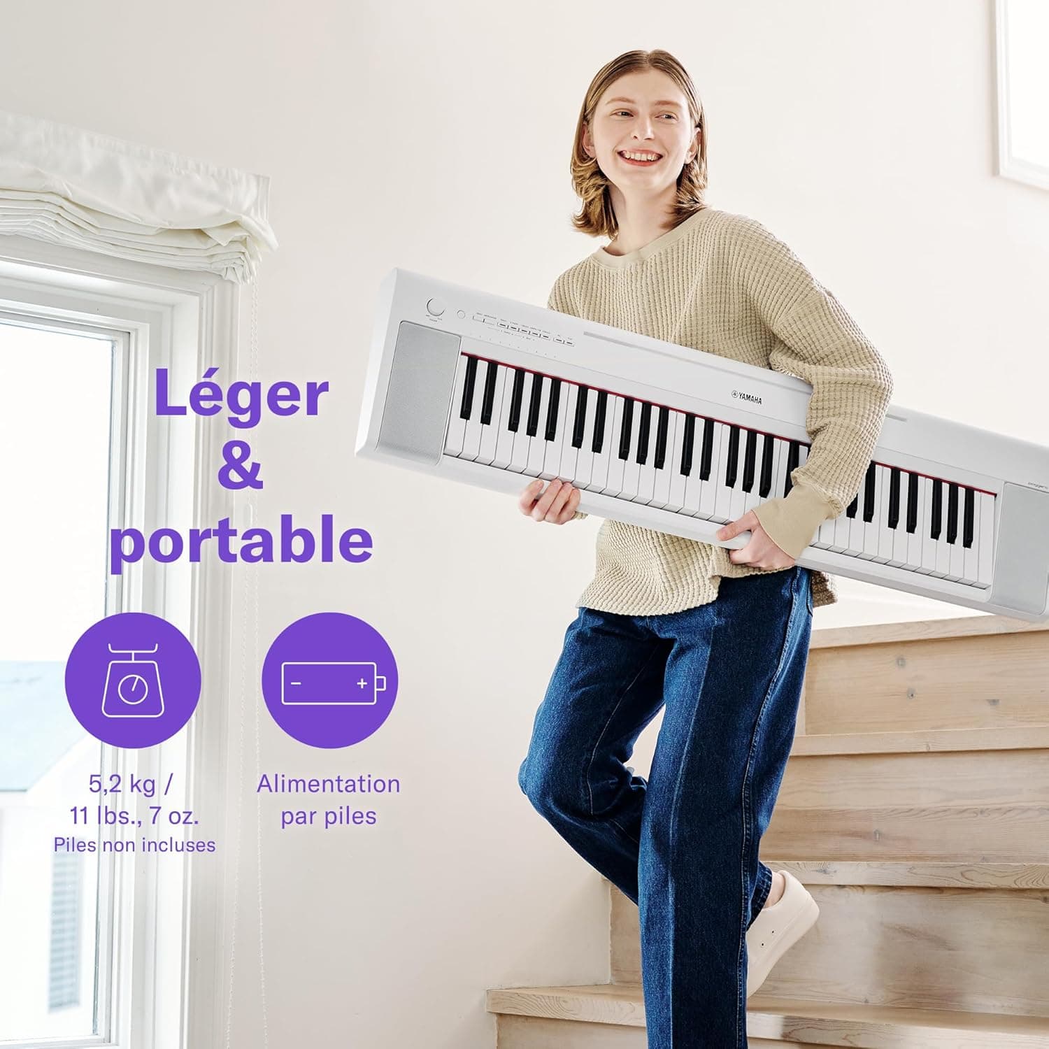 Yamaha Piaggero NP-15 Clavier numérique avec 61 touches et 15 voix instrumentales, léger et portable