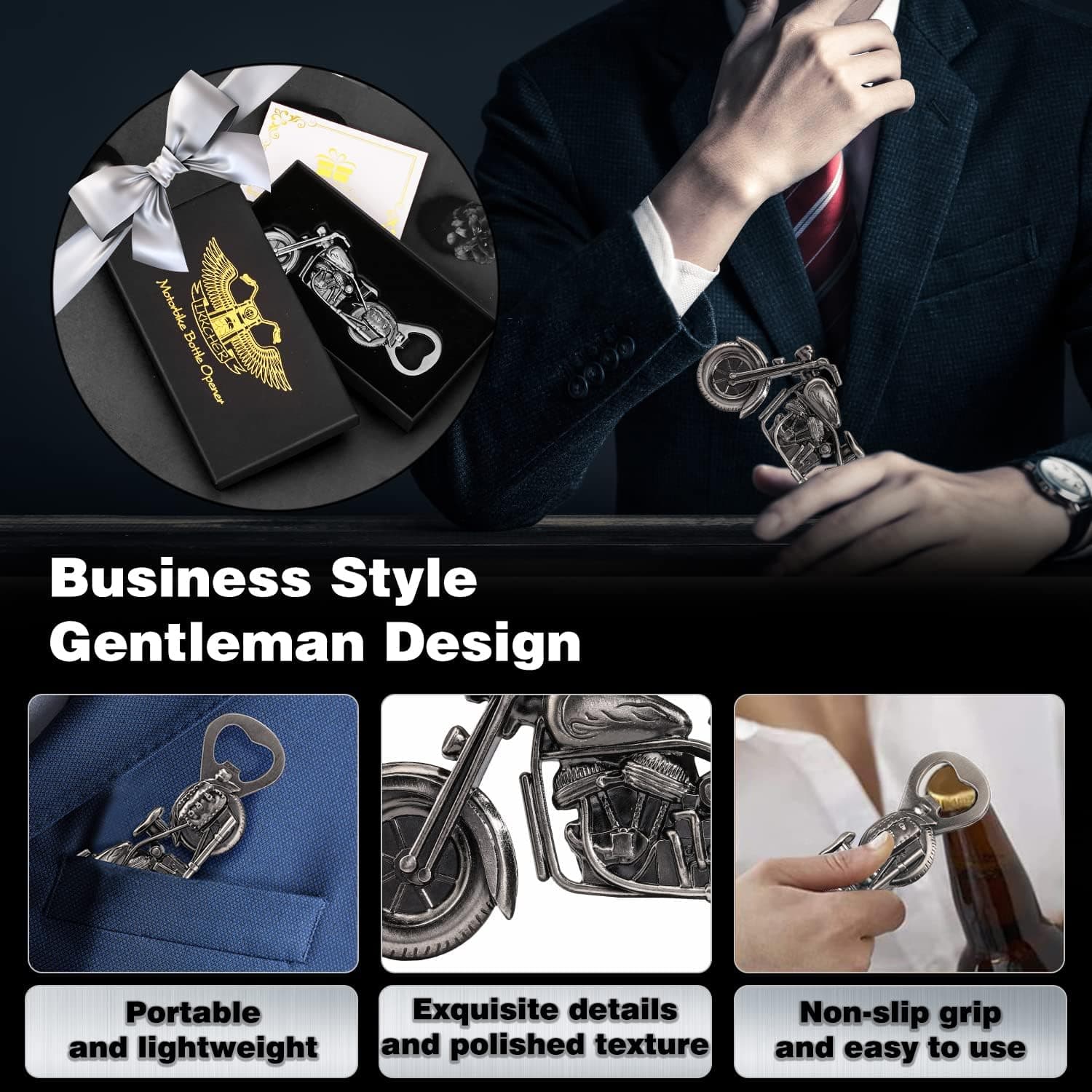 LKKCHER Décapsuleur de Bière de Moto Argent Foncé, Cadeau Idée Unique et Originale pour Hommes Occasions Spéciales