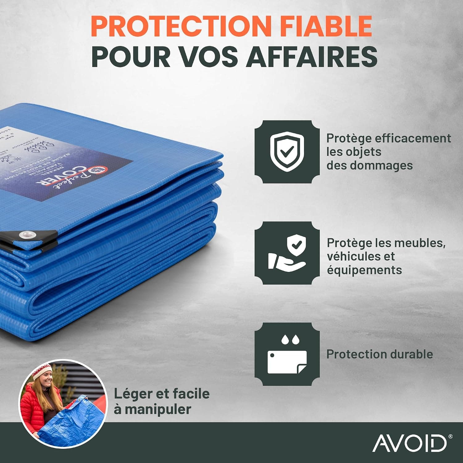 Perfect Cover Bache de Protection Exterieur en Polyéthylène 80g/m2 Bache pour Serre Imperméable et Résistante Revêtue des Deux côtés avec Oeillets en Aluminium Couverture Étanche pour Jardin, 2x3m