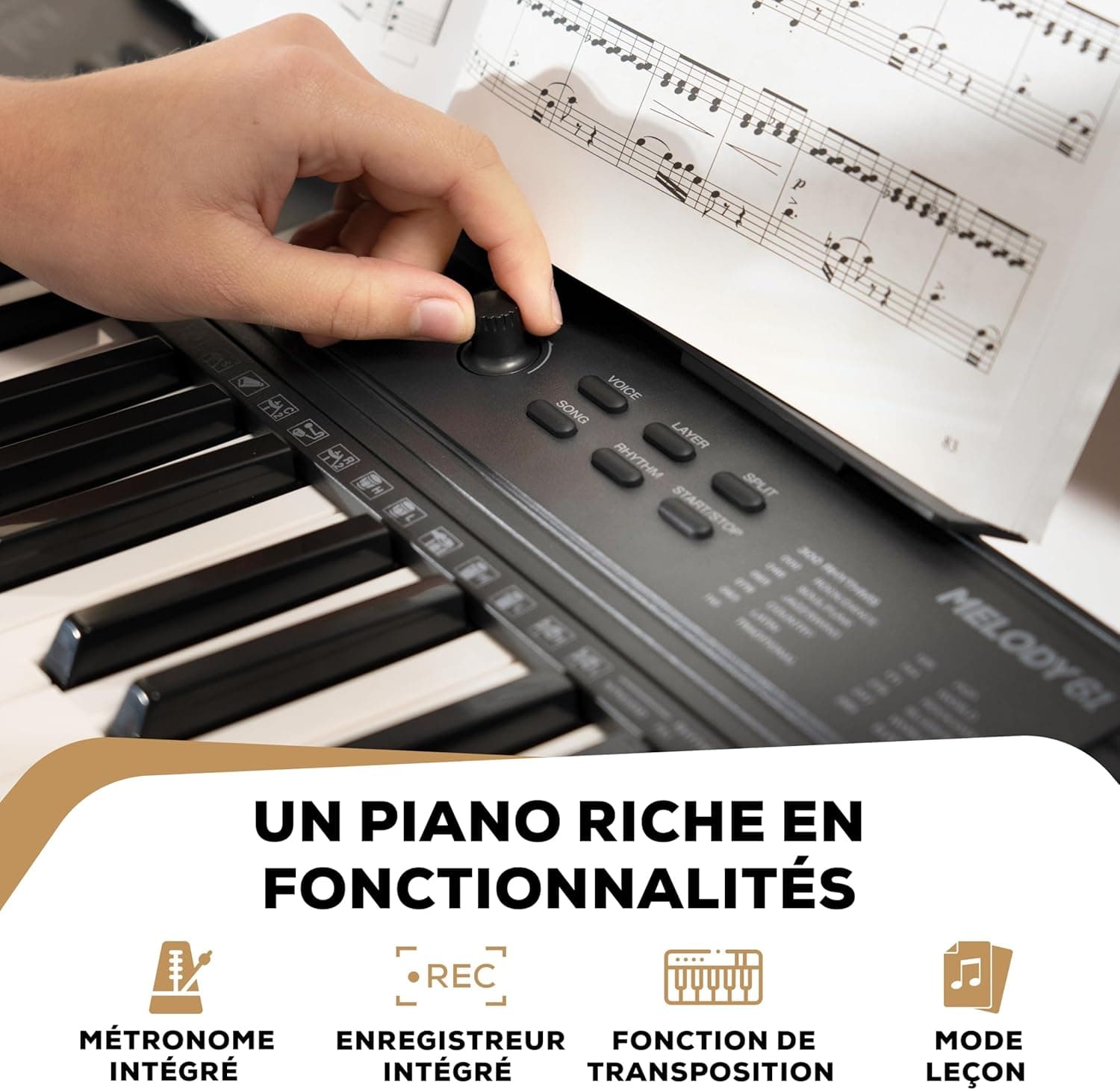 Alesis Melody 61 MK4 Clavier Piano 61 Touches | Portable, 300 Sons, Modes Split/Layer, Cours Inclus, pour Débutants
