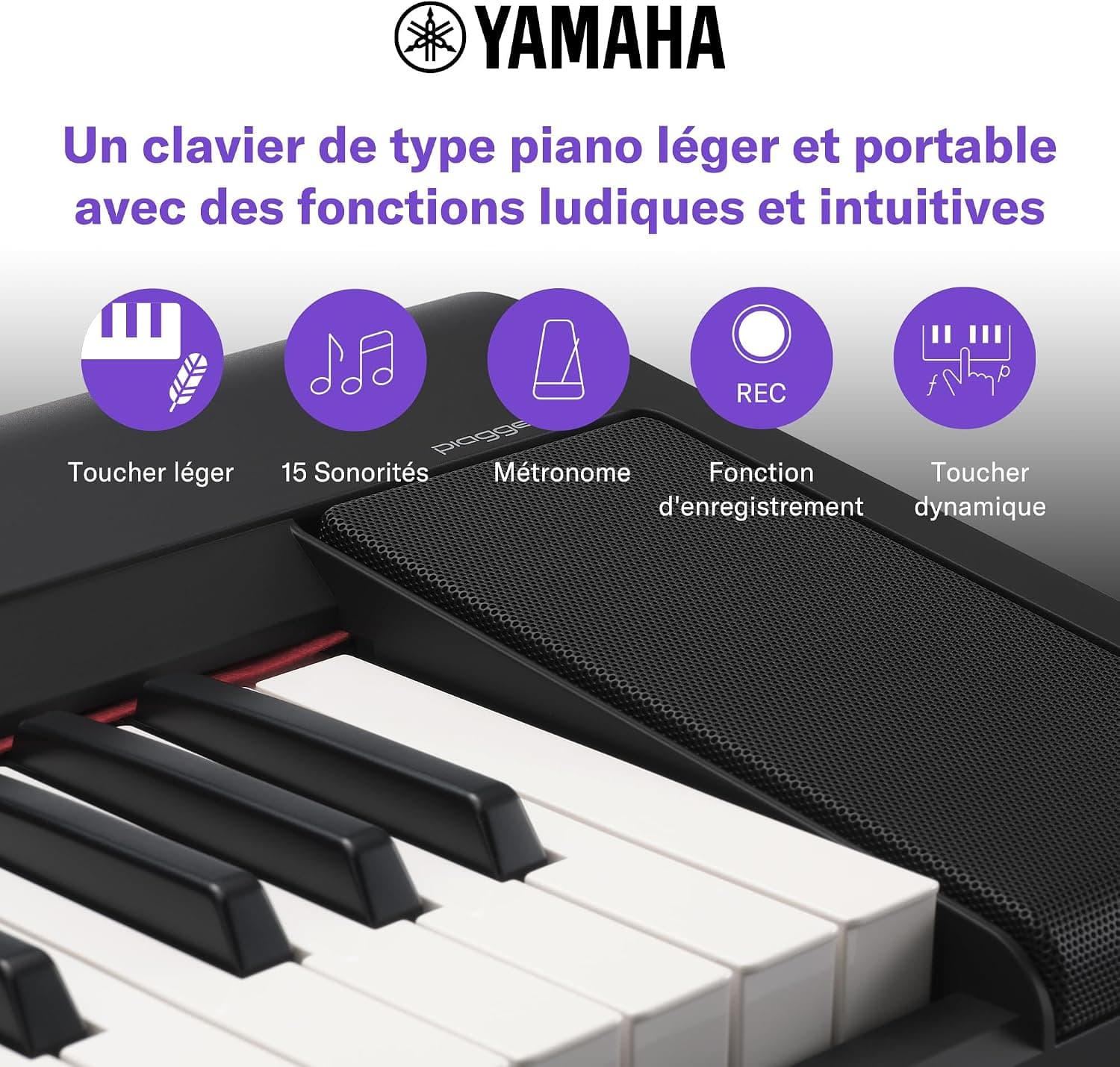 Yamaha Piaggero NP-15 Clavier numérique avec 61 touches et 15 voix instrumentales, léger et portable
