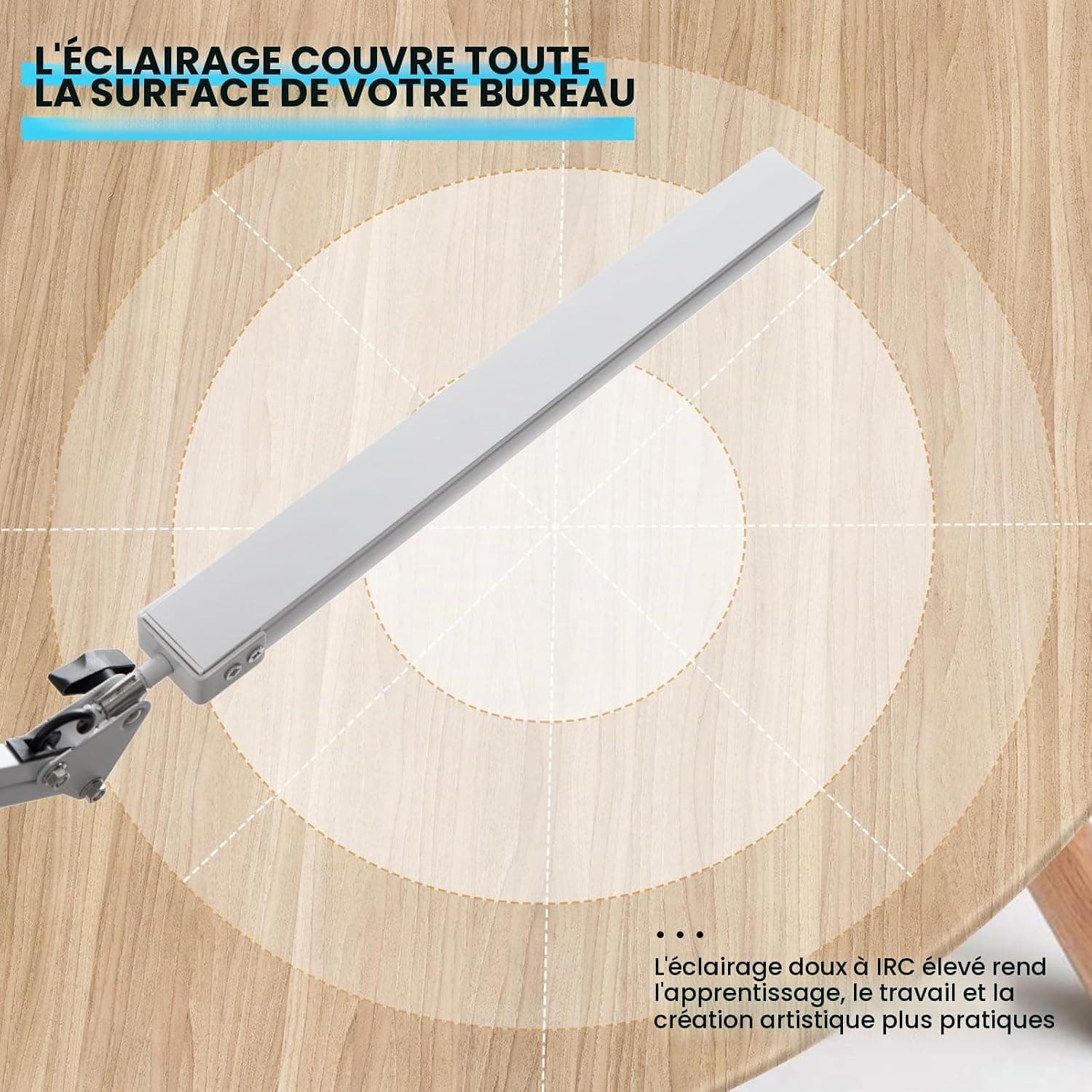 BIENSER Lampe de Bureau LED, 1100LM Lampe de Table avec Pince, 10 Niveaux de Luminosité X 3 Modes Réglables, Protection des Yeux, Fonction Mémoire, Lampe de Architecte pour Bureau, Lecture, Étude