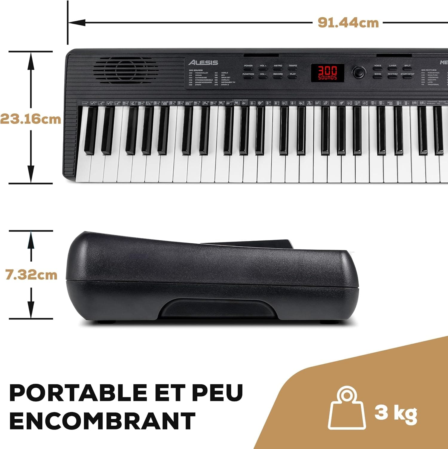 Alesis Melody 61 MK4 Clavier Piano 61 Touches | Portable, 300 Sons, Modes Split/Layer, Cours Inclus, pour Débutants