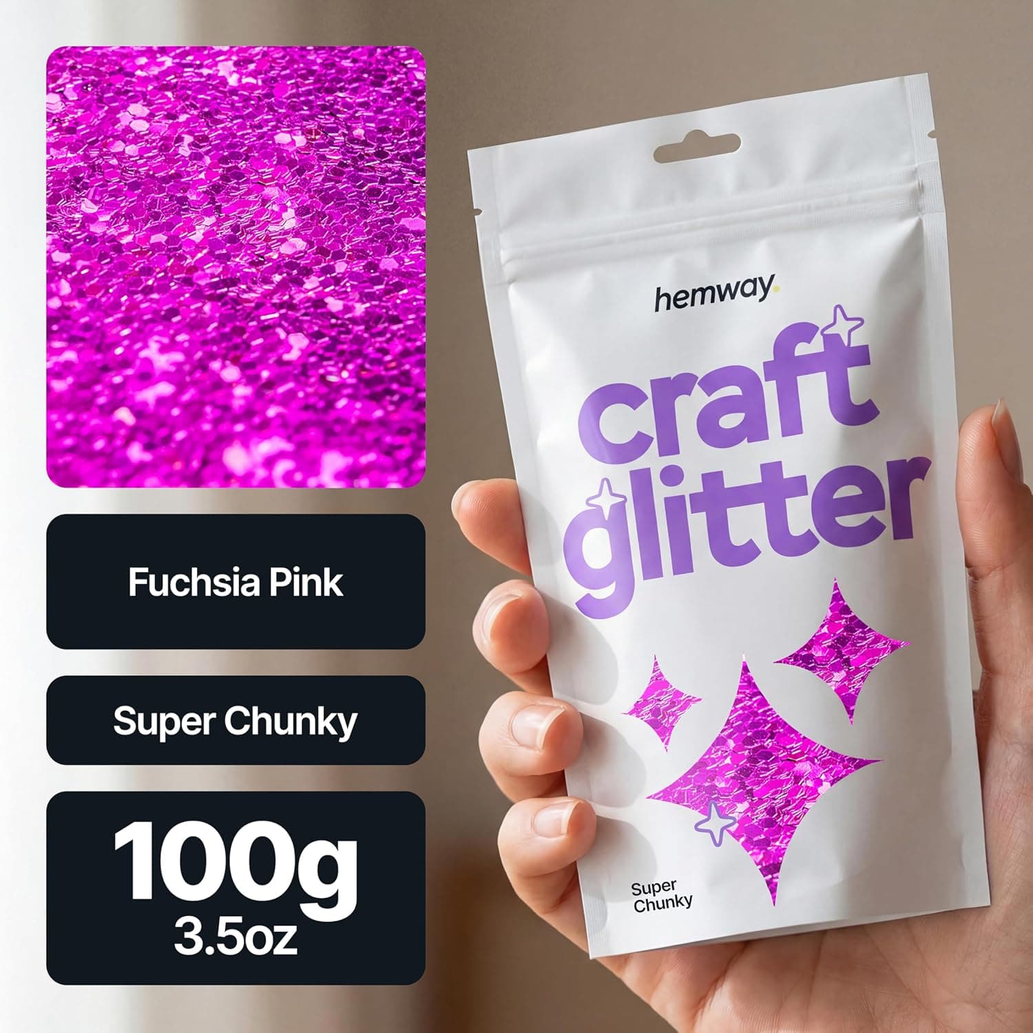 Paillettes pour artisanat gobelets en résine rose fuchsia cartes bijoux de Noël bougies super épaisses 100 g/3,5 oz
