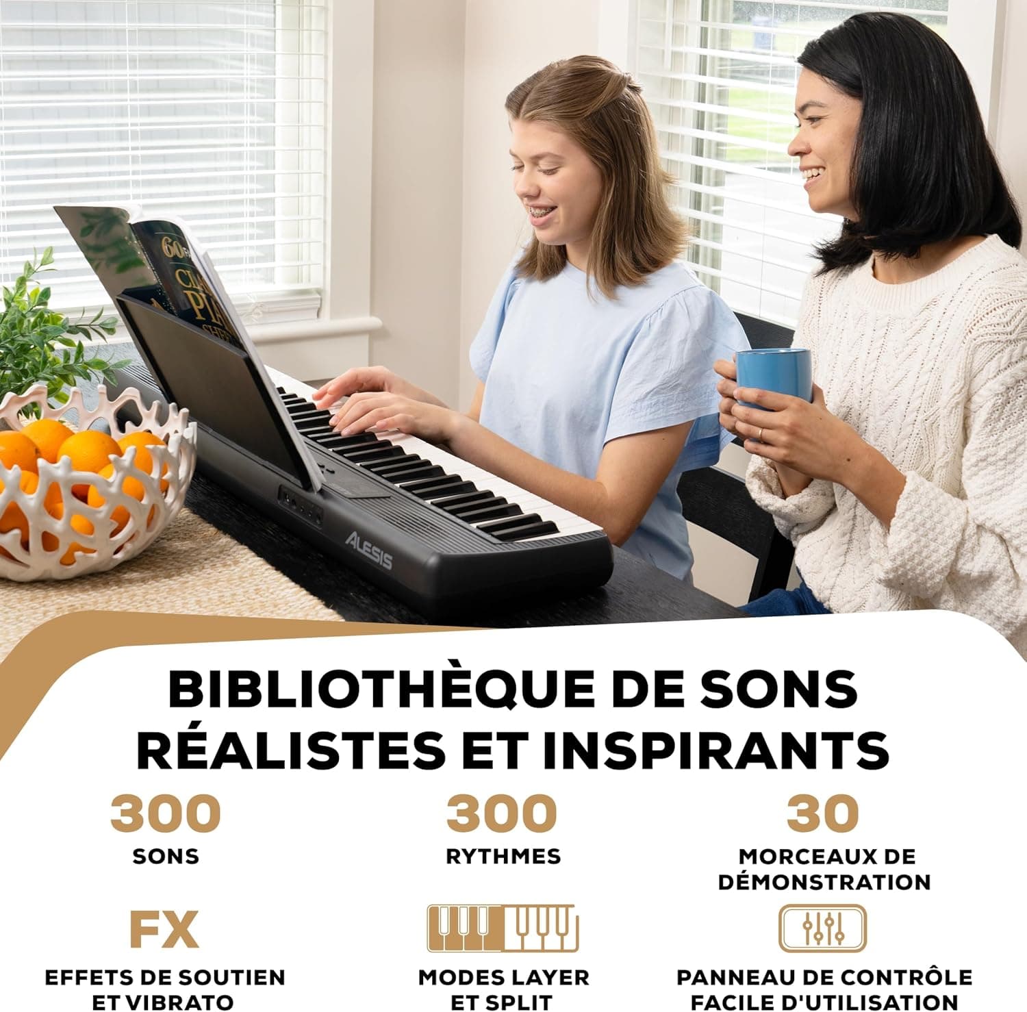 Alesis Melody 61 MK4 Clavier Piano 61 Touches | Portable, 300 Sons, Modes Split/Layer, Cours Inclus, pour Débutants