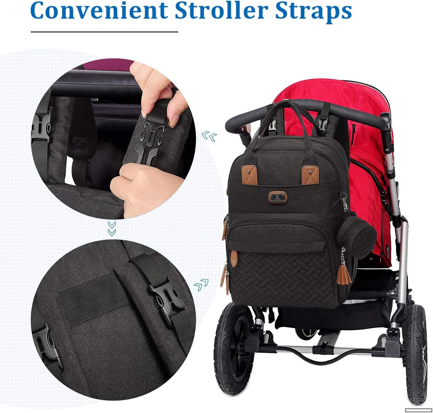 Dikaslon Sac a Langer Bebe, Sac à Langer à Dos Grande Capacité 18 Poches, Polysteer Déperlant, Tapis à Langer, Porte Tétine, Sangles Intégrées Poussette – Sorties Faciles