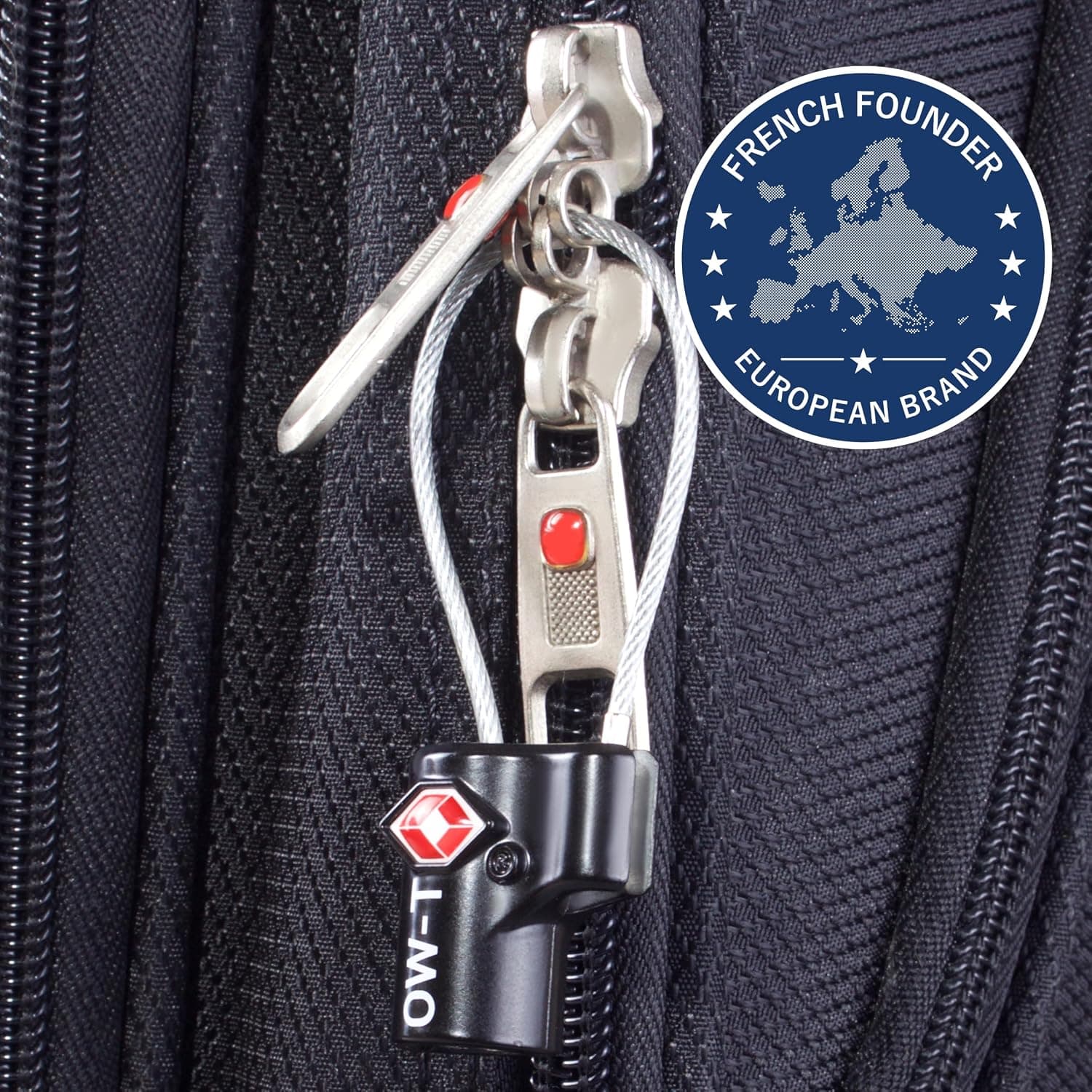 OW-Travel Cadenas Valise Avion, Mini Cadenas TSA à Câble à Clé Noir 1 Pc