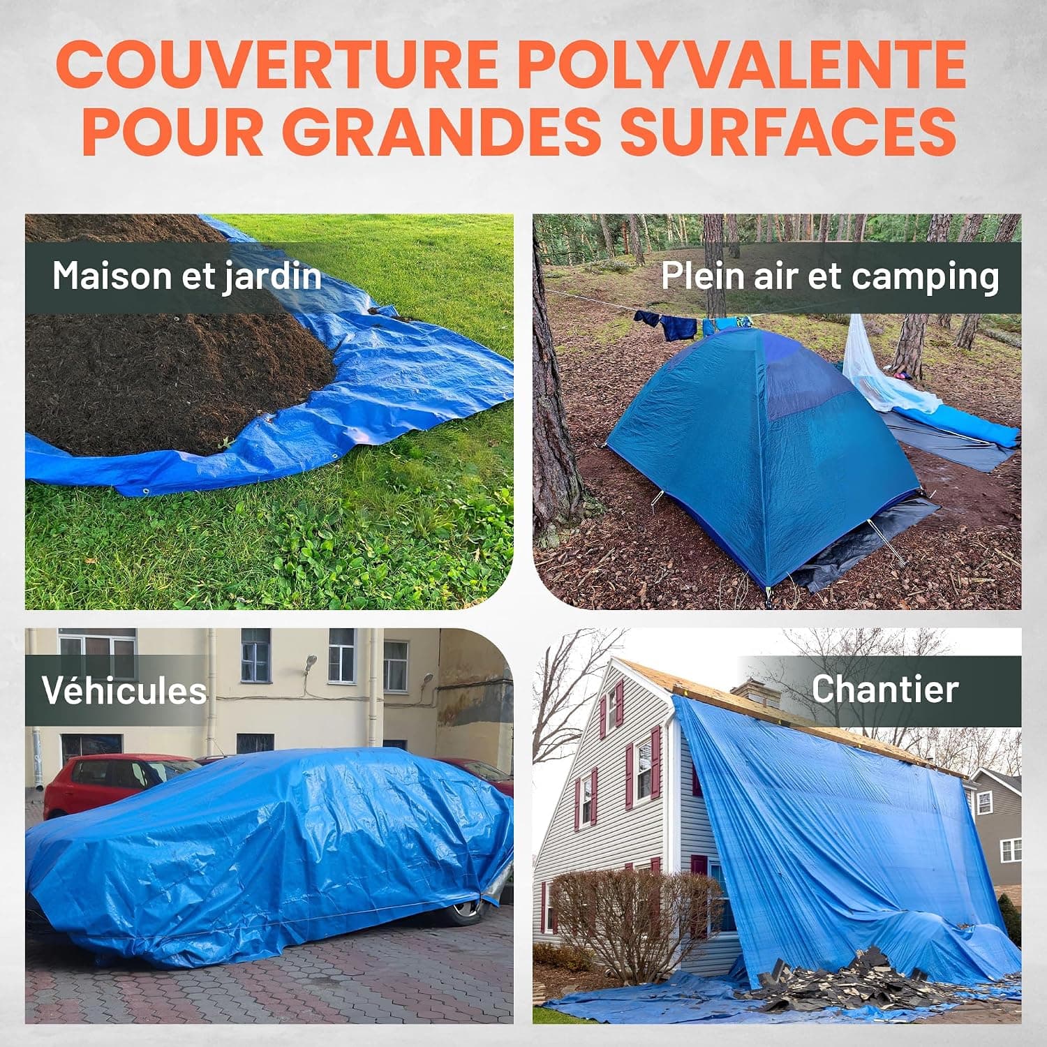 Perfect Cover Bache de Protection Exterieur en Polyéthylène 80g/m2 Bache pour Serre Imperméable et Résistante Revêtue des Deux côtés avec Oeillets en Aluminium Couverture Étanche pour Jardin, 2x3m