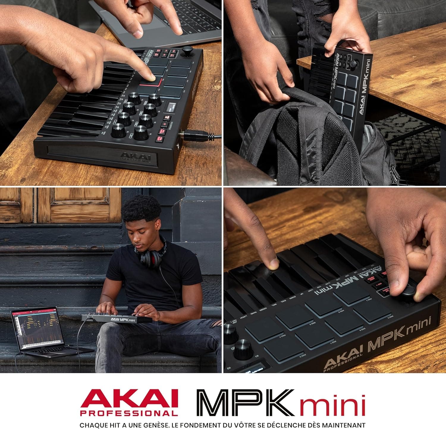 Akai Professional MPK Mini MK3 Clavier MIDI USB 25 Touches, Noir | Touches Mini Sensibles à la Vélocité, 8 Pads MPC, 8 Boutons, Logiciels Inclus, pour Beatmakers, Producteurs et Home Studio