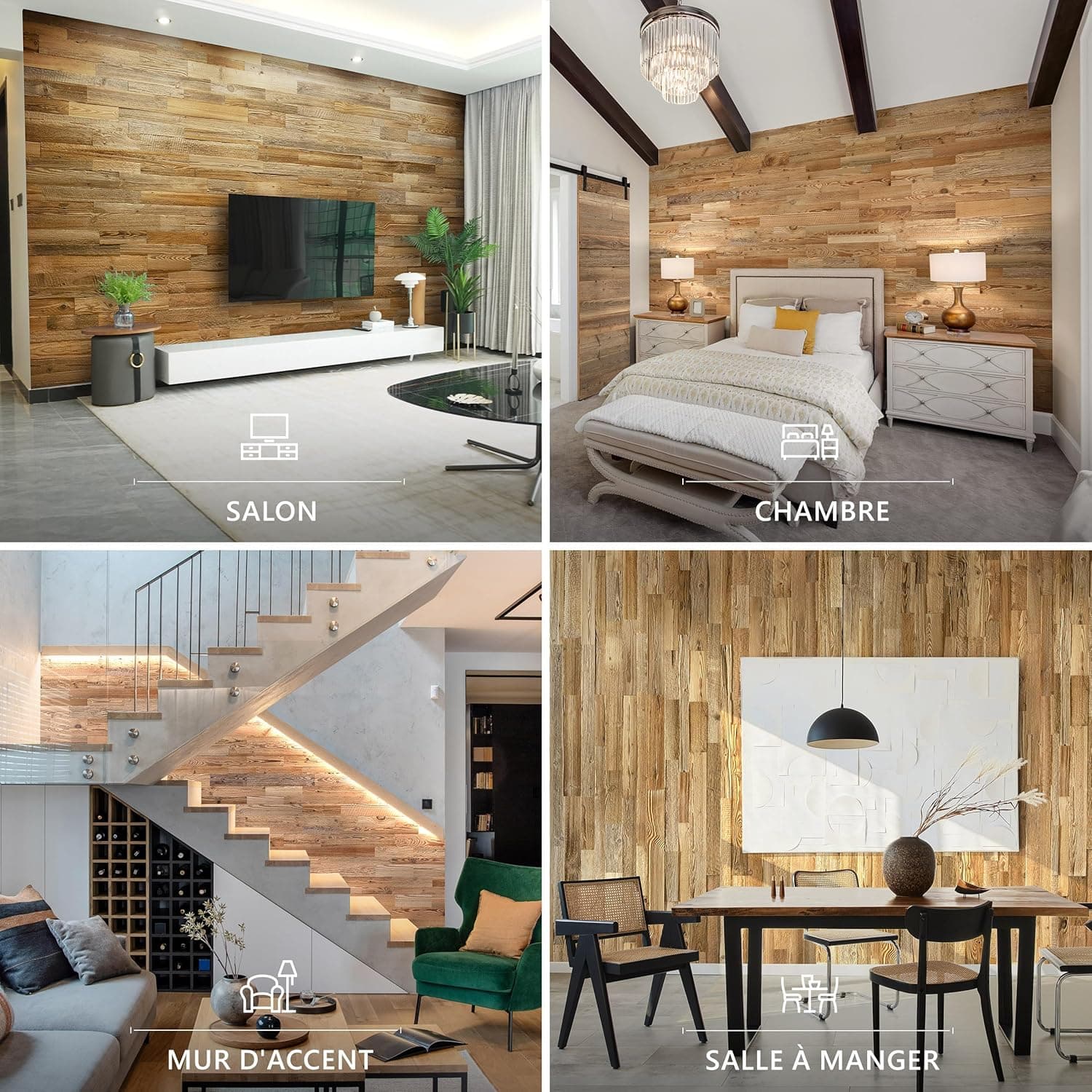 Modèle « Amber » Panneaux muraux en bois recyclé 1m2