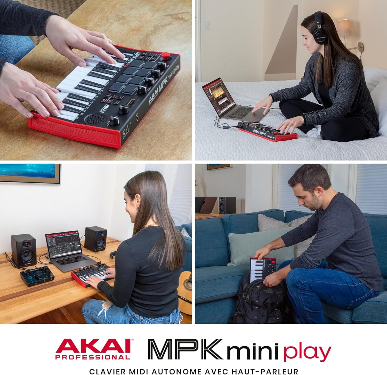 Akai Professional MPK Mini Play MK3 Clavier MIDI USB 25 Touches | Touches Mini Sensibles à la Vélocité, 8 Pads MPC, 8 Boutons, Sons Intégrés, Haut-Parleur, Logiciels Inclus, pour Beatmakers