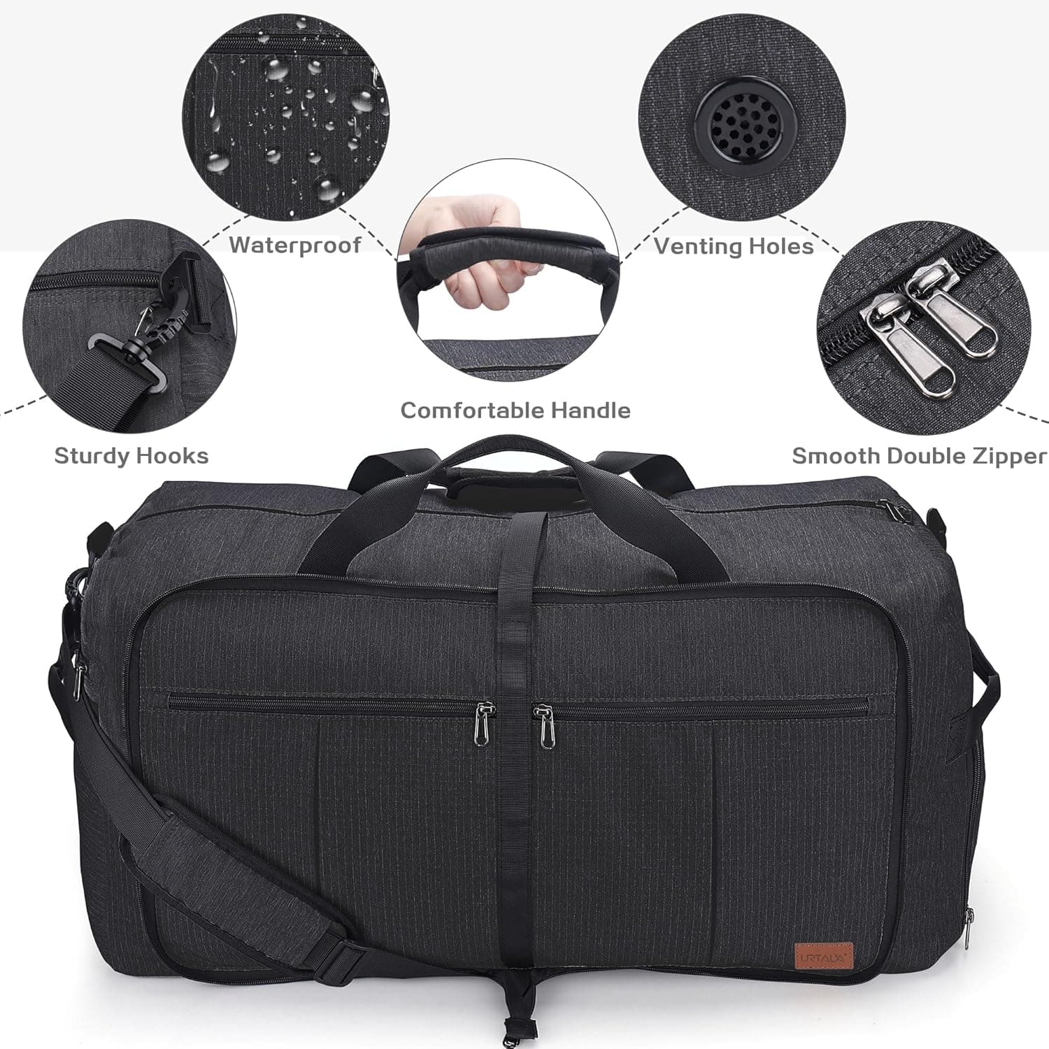 Urtala Sac de Voyage Pliable pour Homme et Femme, 120L Grand Sac Voyage | Compartiment à Chaussures, Sac à Main étanche