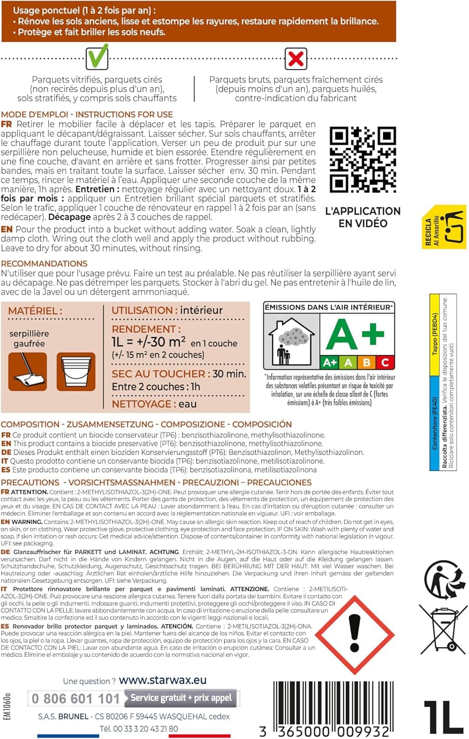 STARWAX Rénovateur brillant parquets, 1L