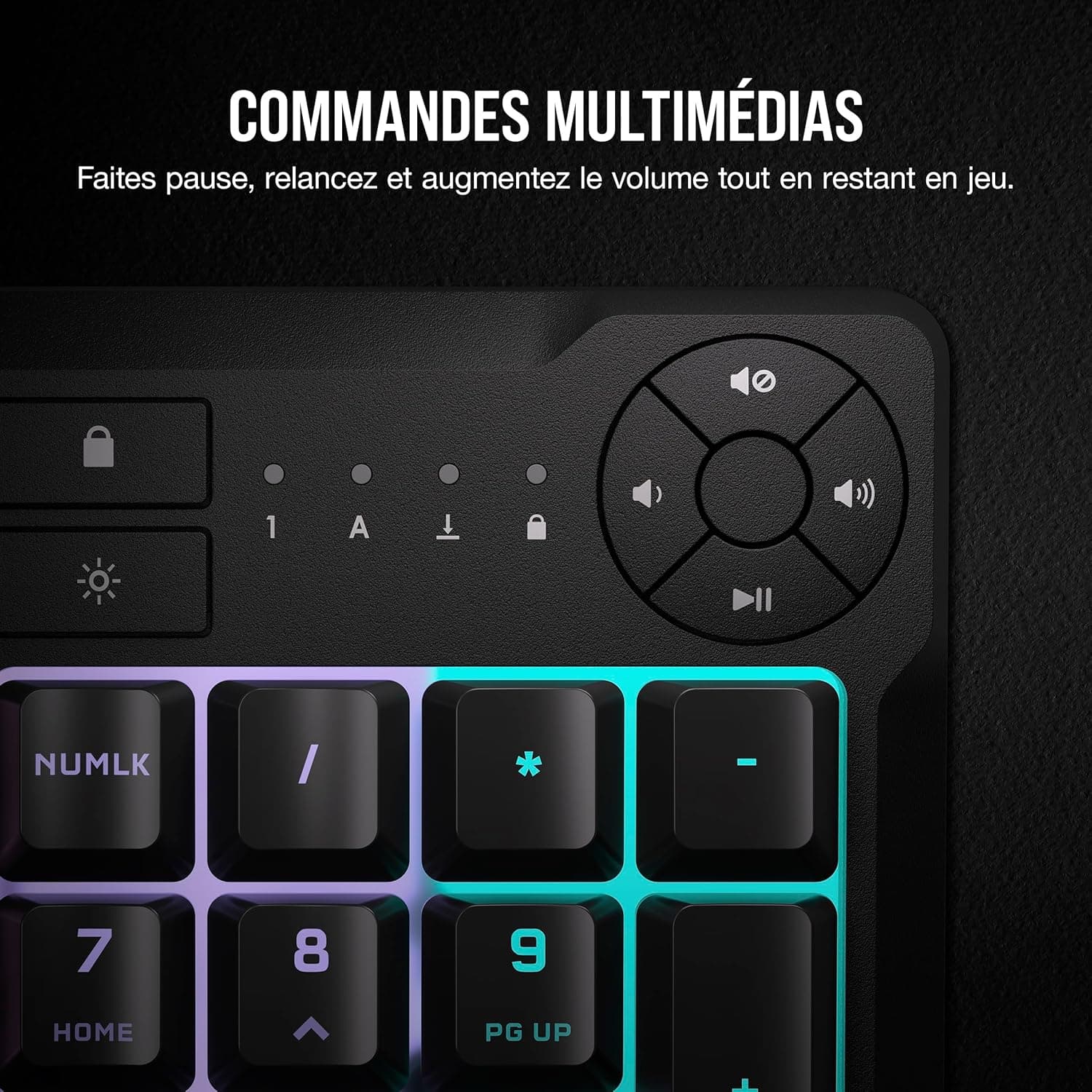 Corsair K55 Core RGB Clavier de Jeu Filaire à Membrane (AZERTY FR) – Noir | Commutateurs Réactifs, Résistance Aux éclaboussures, Ten-Zone RGB, Touches Multimédia, Compatible iCUE, PC, Mac
