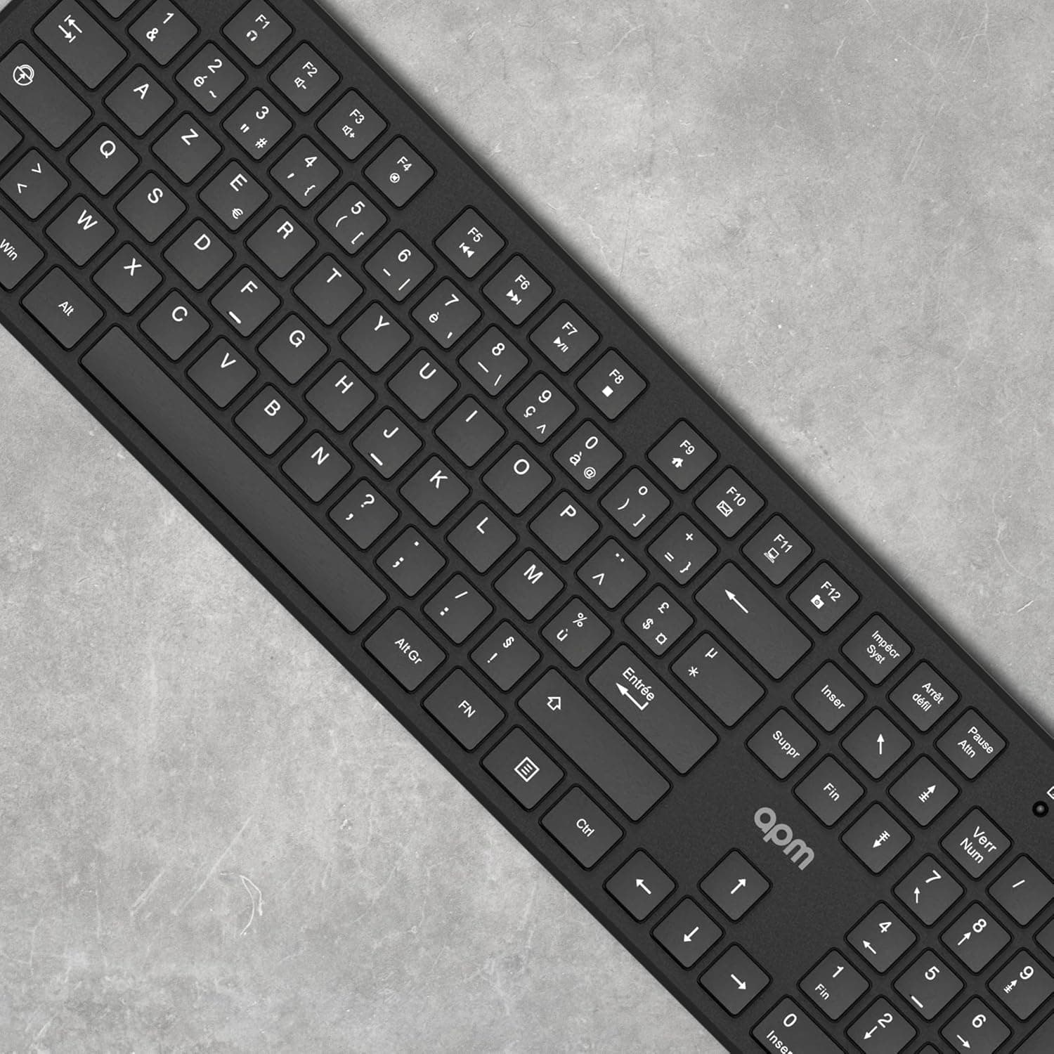 APM Clavier Sans-Fil, 2.4GHz, AZERTY, 105 Touches Ergonomiques, Raccourcis Multimédias, Compatible avec Ordinateur PC Portable MacOS Windows Linux, 100041